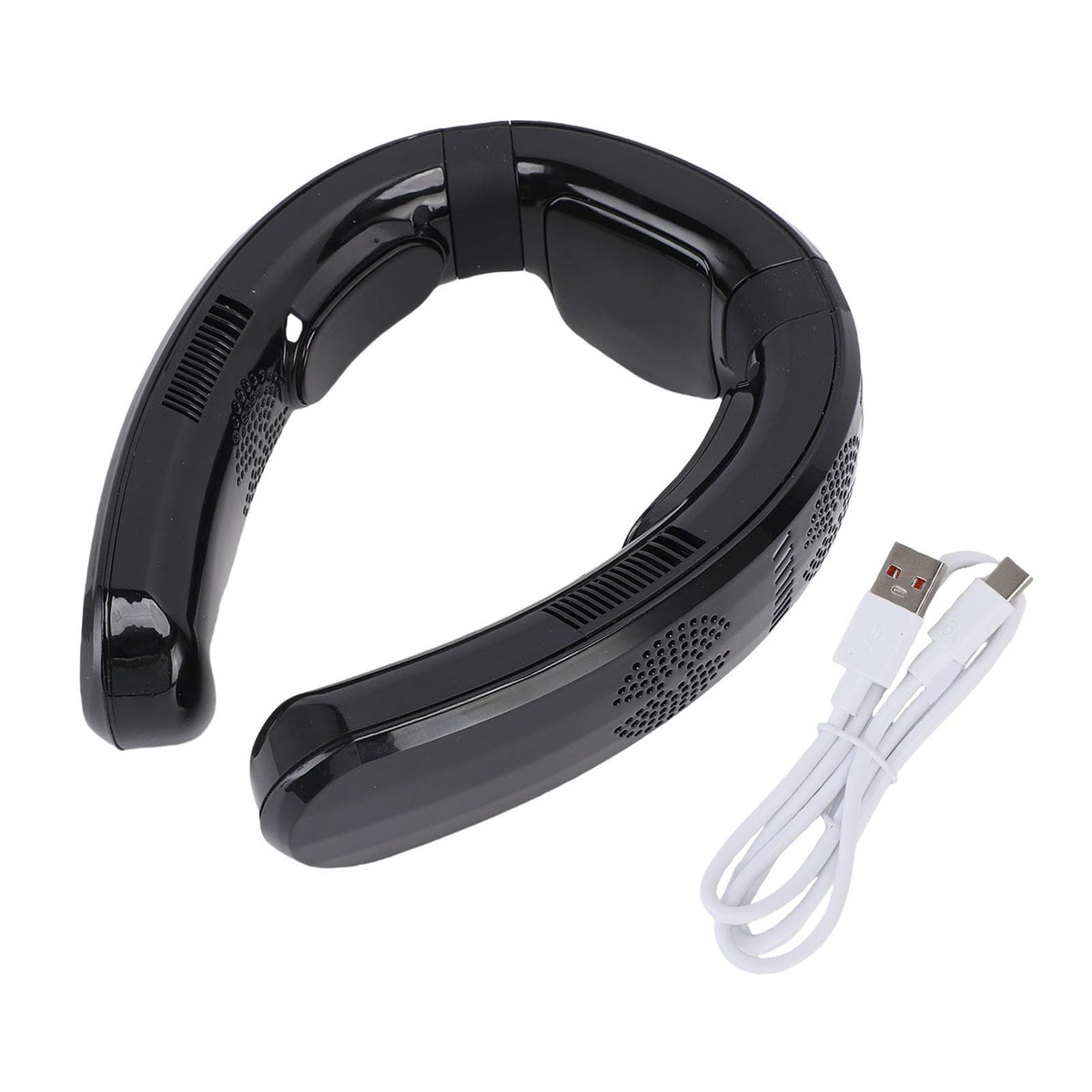 Wakects Tragbarer Nackenventilator, ABS-PP, Tragbarer Ventilator, 10000 MAh Akku, 3 Geschwindigkeiten, Kühlung, Heizung, Leiser Halbleiter für Strand, Radfahren, Camping, Kreuzfahrt, Reisen (WHITE)