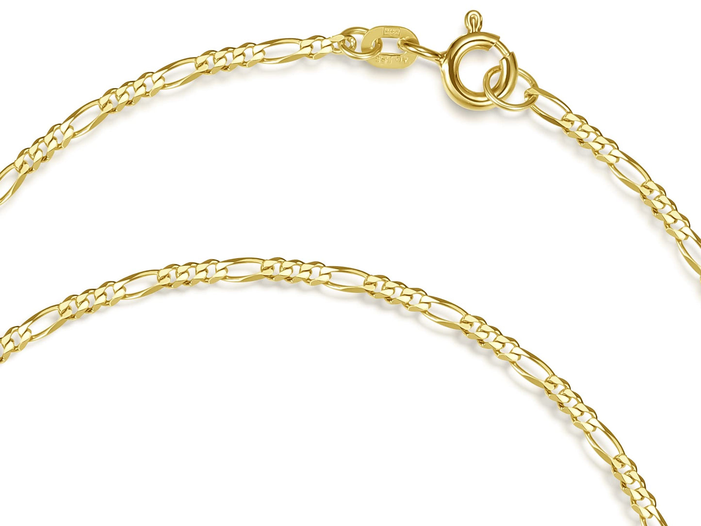 Edles Figarokette Armband Breite 2mm | aus echt 585 Gold | hochglanzpoliertes Armband | Echtgold mit Federringverschluß