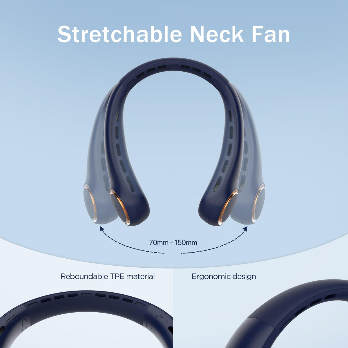 Neck fan, Portable Fan with 5-17H Lifespan, 4000mAh Neck fan air conditioner with 3 Adjustable Speeds and 64 Cool Lights, Rechargeable Neck Fan, Hands-Free Cooling fan for Summer (Black)