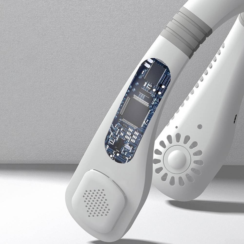 Zoegneer Tragbarer Hals-Ventilator, blattlos, persönliches Kühlgerät mit Kaltkompressenplatte, 1200 mAh Akku, 5 Geschwindigkeitsstufen, Typ-C-Aufladung für Outdoor-Aktivitäten (blau)