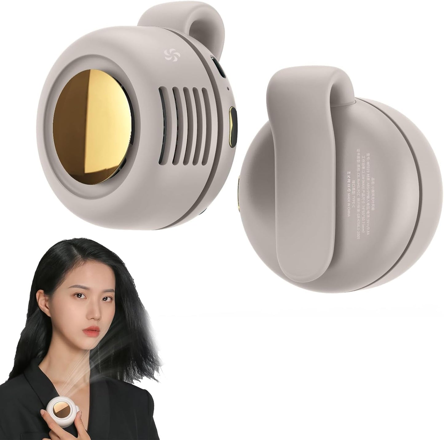 Small Clip Fan,Portable Silent Mini Bladeless Fan Clip On,Tragbarer Clip Ventilator,3 Geschwindigkeiten Mini handventilator,USB Wiederaufladbar Taillenclip-Ventilator,Für Outdoor Büro (Grün)