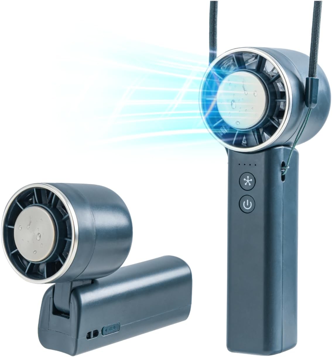 Handventilator, 4 Geschwindigkeiten, verstellbar, 4800 mAh, faltbar, leicht, am Hals getragenes Design, Strandurlaub, tragbarer Ventilator für Reisen, Kühlung für Camping, Outdoor und Indoor