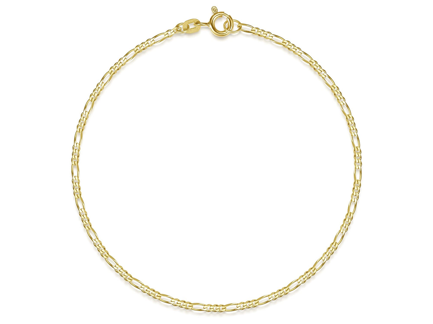 Edles Figarokette Armband Breite 2mm | aus echt 585 Gold | hochglanzpoliertes Armband | Echtgold mit Federringverschluß