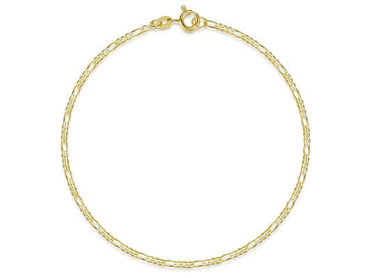 Edles Figarokette Armband Breite 2mm | aus echt 585 Gold | hochglanzpoliertes Armband | Echtgold mit Federringverschluß