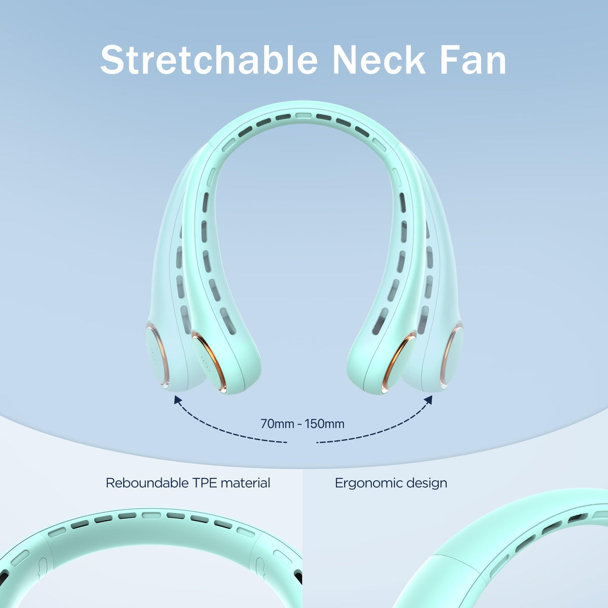 Neck fan, Portable Fan with 5-17H Lifespan, 4000mAh Neck fan air conditioner with 3 Adjustable Speeds and 64 Cool Lights, Rechargeable Neck Fan, Hands-Free Cooling fan for Summer (Black)
