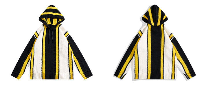 Pullover mit Kapuze und Farbblock im Retro-Look