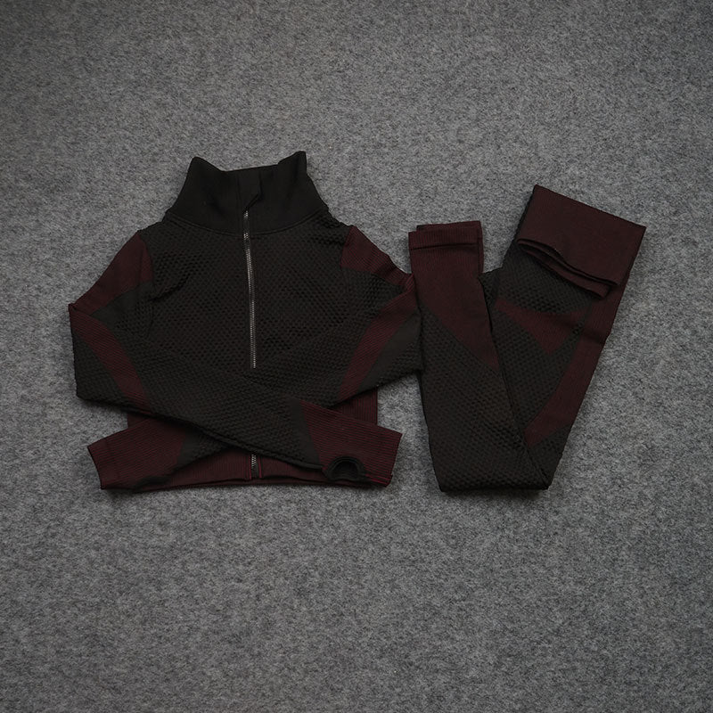 Dreiteiliger Stretch-Fitnessanzug für Sport und Yoga