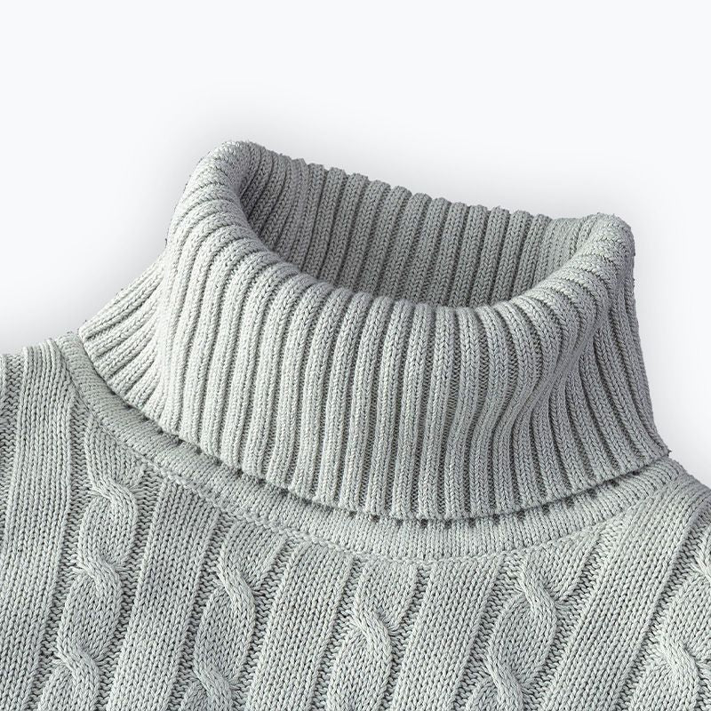Dicker, mit Fleece gefütterter Rollkragenpullover aus komplexem Lazy Thermal Thread