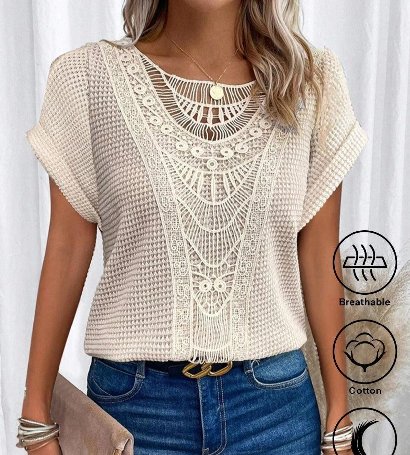 Sommer Aushöhlen Kurzarm T-shirt Damen Kleidung