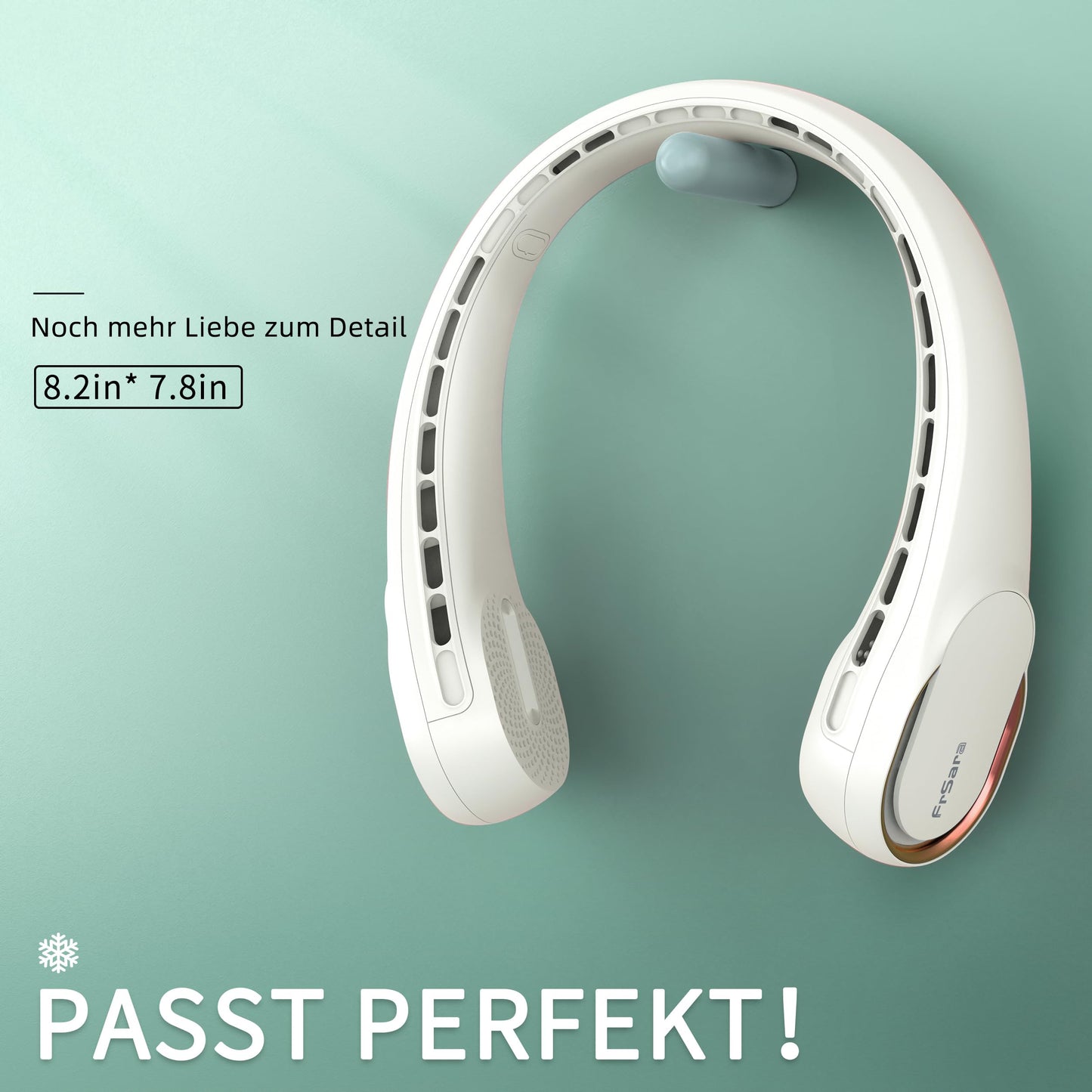 FrSara Nackenventilator, Tragbarer leiser Halsventilator mit 4000mAh Akku, 360° Luftstrom, Neck Fan 3 Stufen, Anti-Haarverwicklung, für Büro, Pendeln, Reisen, Camping und Outdoor im Sommer, Geschenk