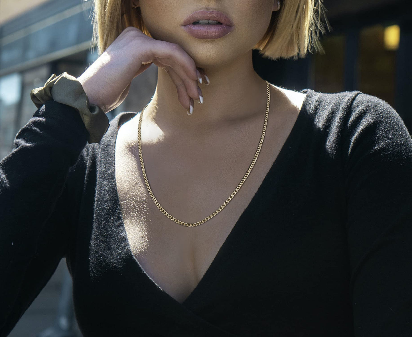 Savlano Halskette aus 925er Sterlingsilber, 14 Karat vergoldet, 3 mm, italienische massive Panzerkette mit kubanischen Gliedern für Damen und Herren, hergestellt in Italien, wird in einer Geschenkbox geliefert (24, 3 mm)