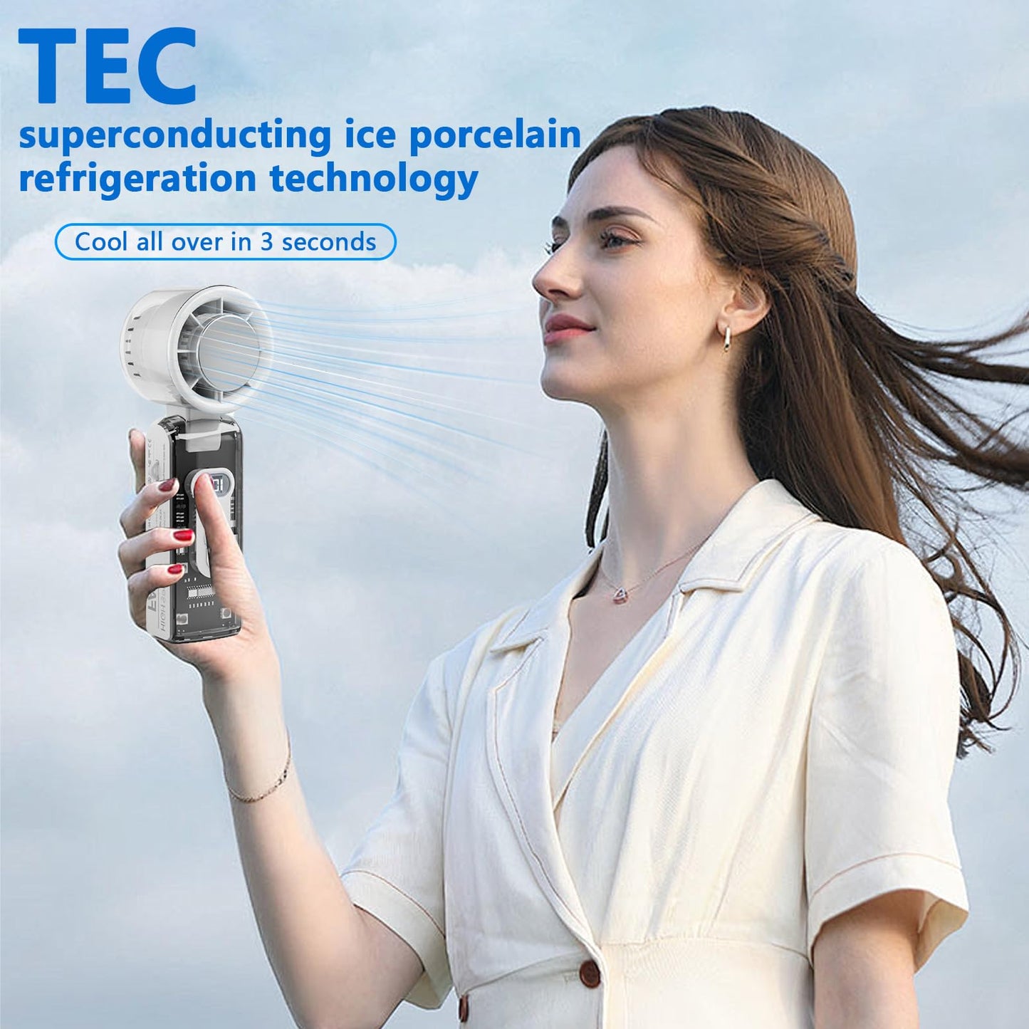 Eznaobo Tragbarer Kühlventilator, Geschwindigkeit (1100), Verstellbare Mini-Turbo- Üfter, Ventilator Mit , 180 Verstellbarer, Wiederaufladbarer Für Reisen, Camping, 3600 Mah, L