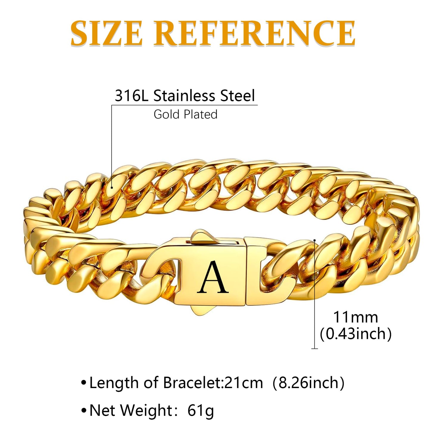 HAYOUWAY Armband Herren Silber mit Buchstaben, Herren Armband Damen Panzerkette Edelstahl Armbänder für Herren mit Gravur AZ Personalisierte Geschenke (Gold-M, Vergoldet)