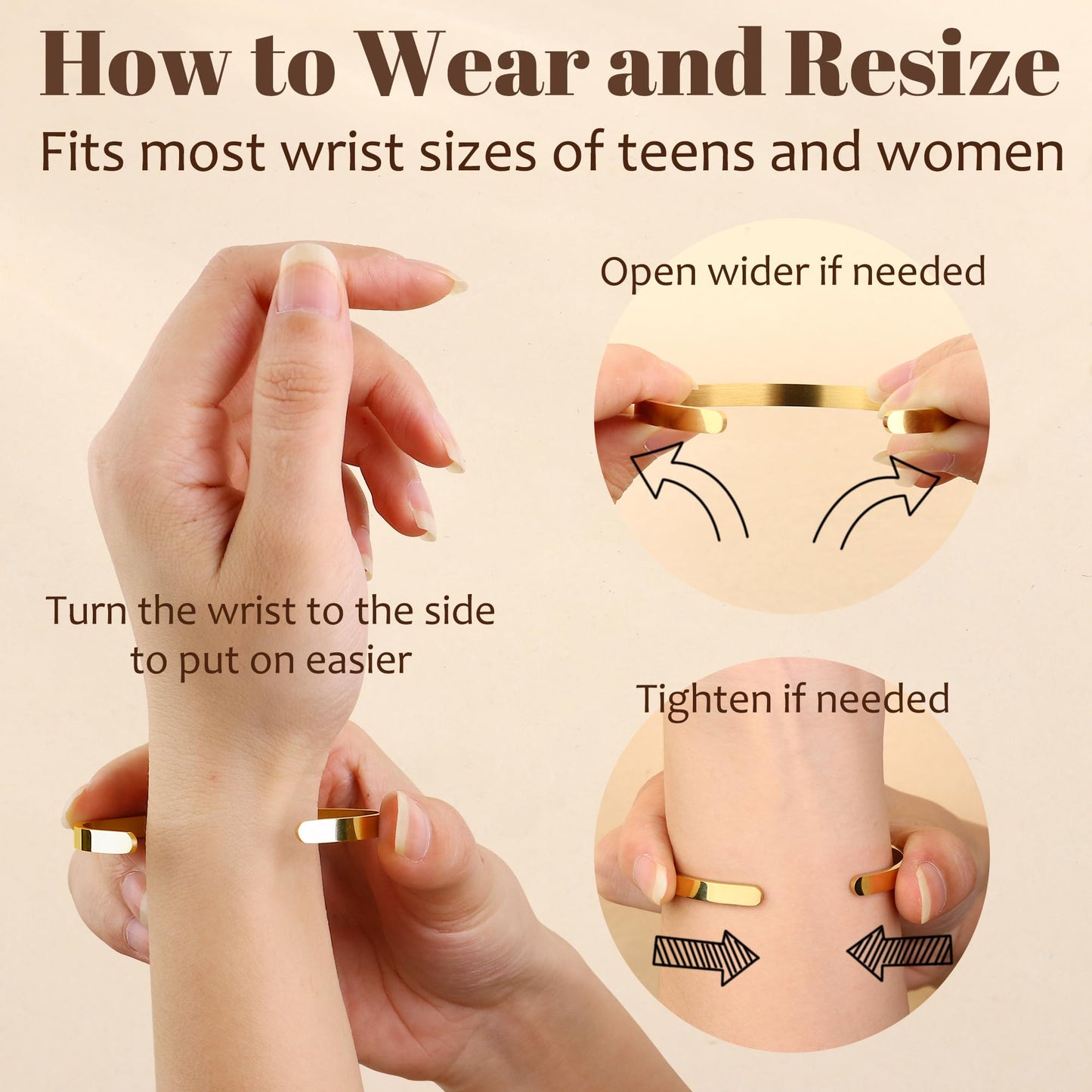 Finrezio 3-5 Stück Armband Damen Gold 14 Karat Vergoldet Stapelarmbänder Edelstahl Figaro Perlen Ketten Armbänder Verstellbare Armband Set Wasserdichter Gold Schmuck für Damen