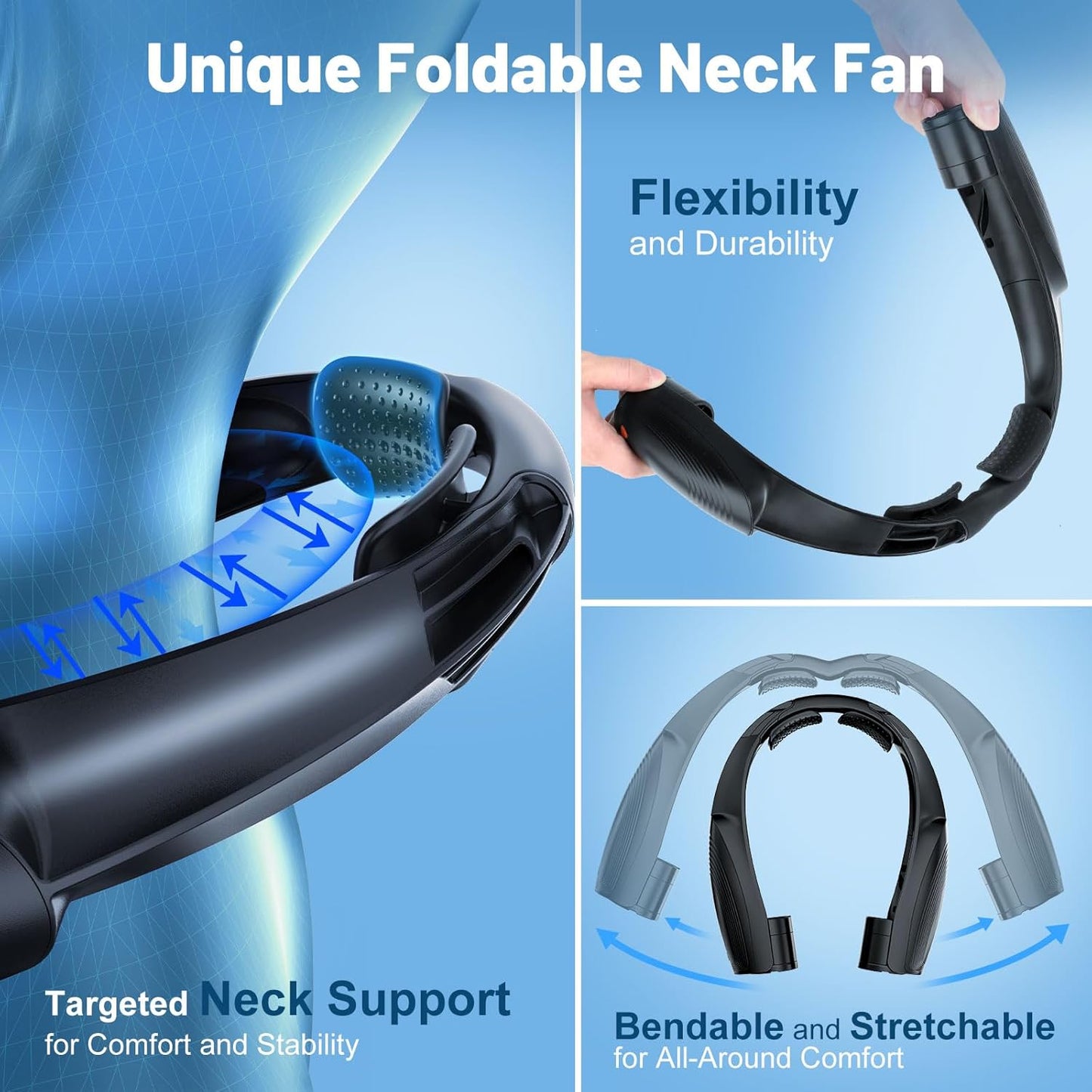 Nackenventilator, 8000 mAh Tragbarer Blattloser Halsventilator, 360° Luftstrom, 6 Stufen, USB Wiederaufladbar, Freihändiger Leichter Hals ventilator, Lange Akkulaufzeit für Büro/Gym/Reise, Outdoor
