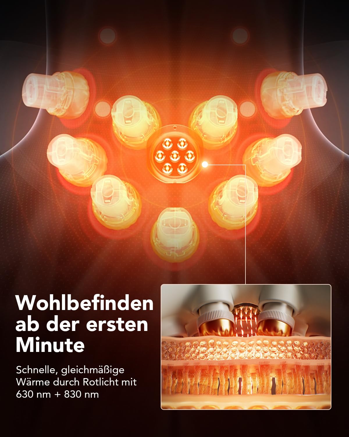SKG Nackenmassagegerät, Faltbarer Elektrischer Nackenmasseur mit Wärme & Vibration, Titan 316L Massageköpfe, 11 Programme, Kabellos & Tragbar, Geschenk für Papa, Männer und Frauen, G7 Pro Fold（Gold)