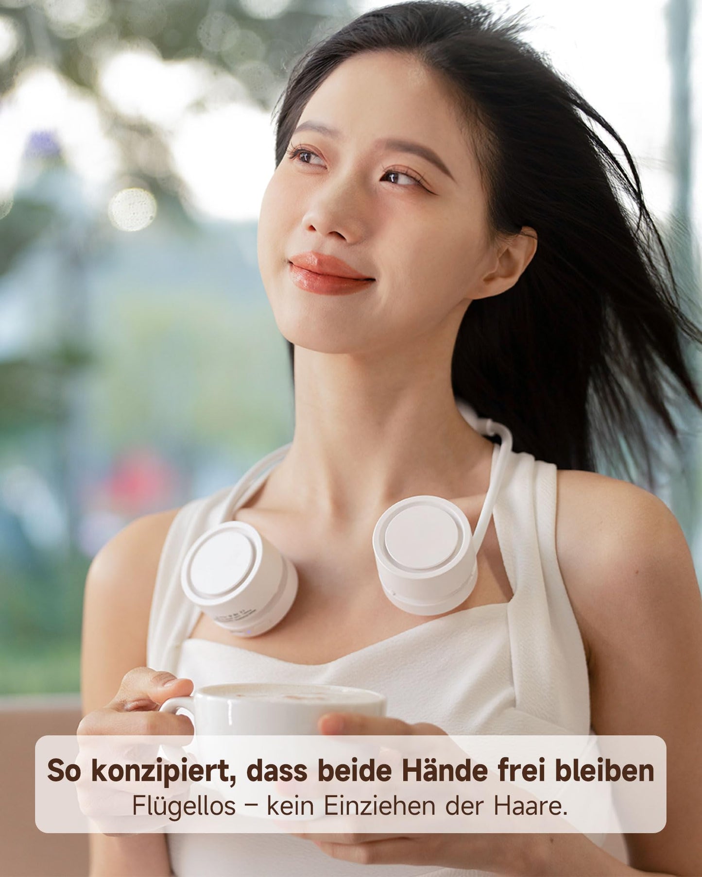 ViSSKO 2026 Neu Kühlung Nackenventilator,Nackenstütze Persönliche Hände frei,3 Geschwindigkeitsstufen Dauerhaft,1600mAh USB-C wiederaufladbarer Akku für Arbeit,Reisen,Outdoor-Sport,Zuhause Aprikose