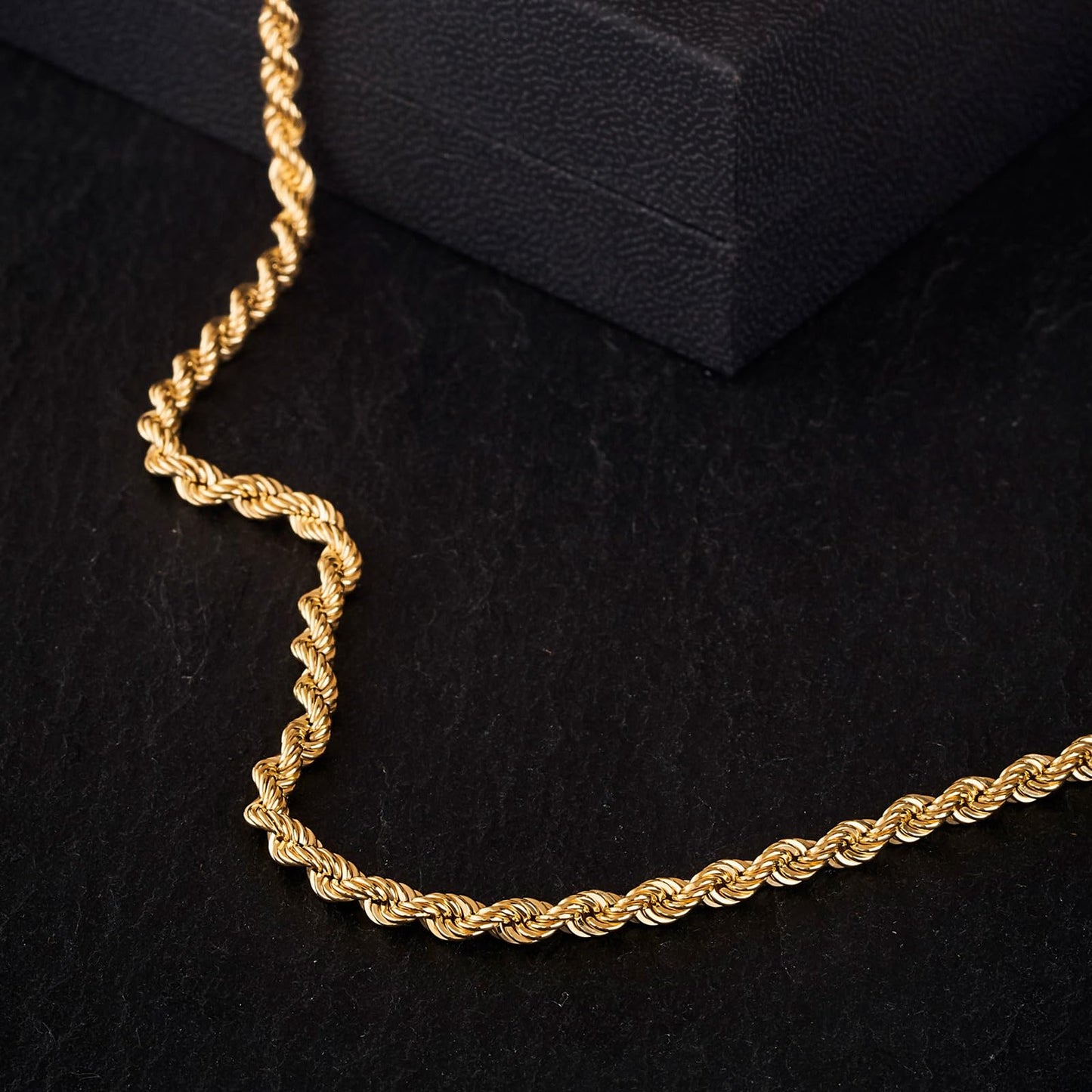 EDELIND Armband Damen 585 Gold 3.8 mm Bracelet Kordelkette hohl 14 K Gelbgold Länge 18.5 cm Armkette Echtgold mit Karabinerverschluss Goldarmband mit Schmuck Geschenk Box Made in Germany