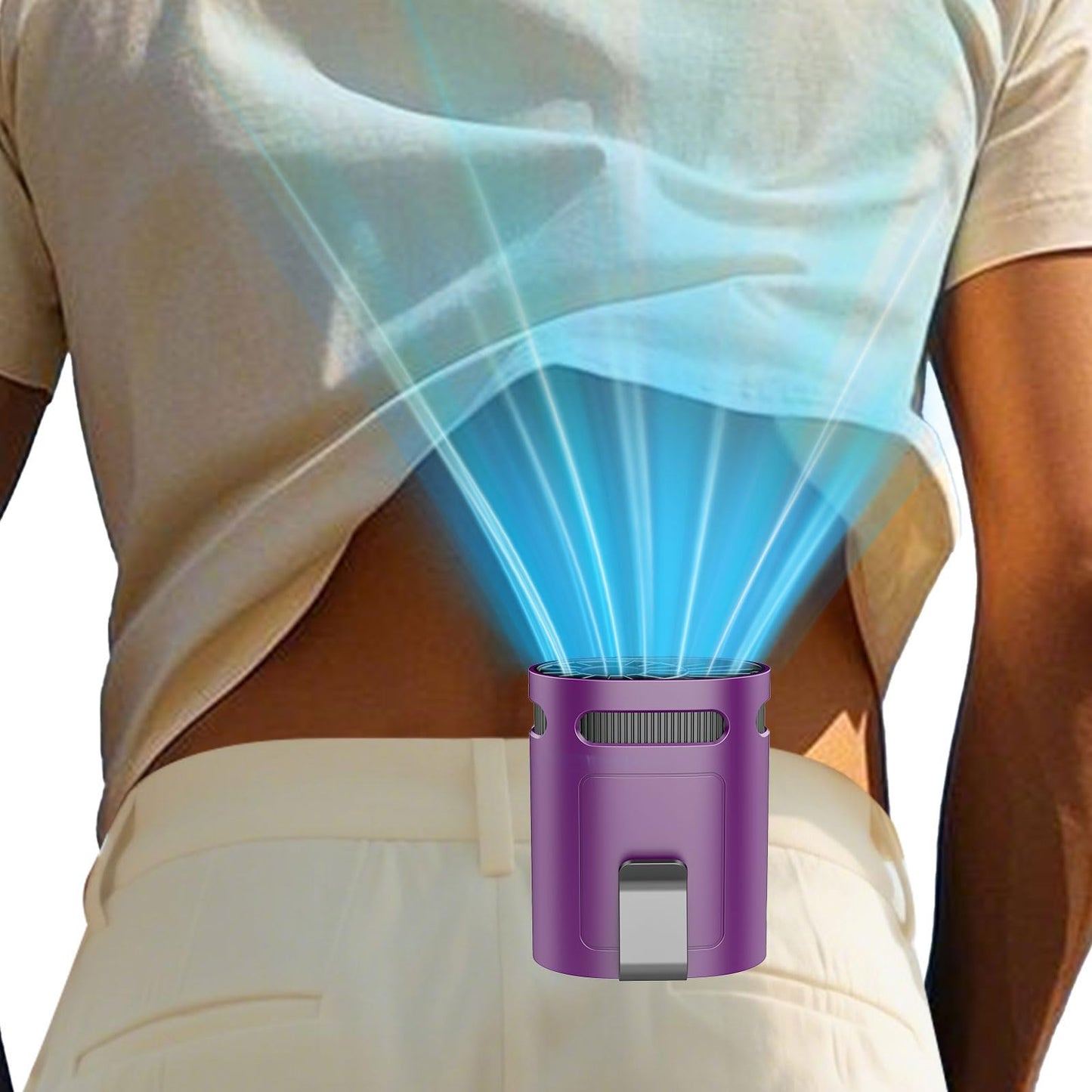 Waist Fan Clip on-Mini Lightweight Portable Fans Rechargeable Under Shirt Belt Pants Body Fans that Blow Cold Air,Waistband Cooling Fan,Powerful Small Personal Hanging Neck Cooler AC Travel Black