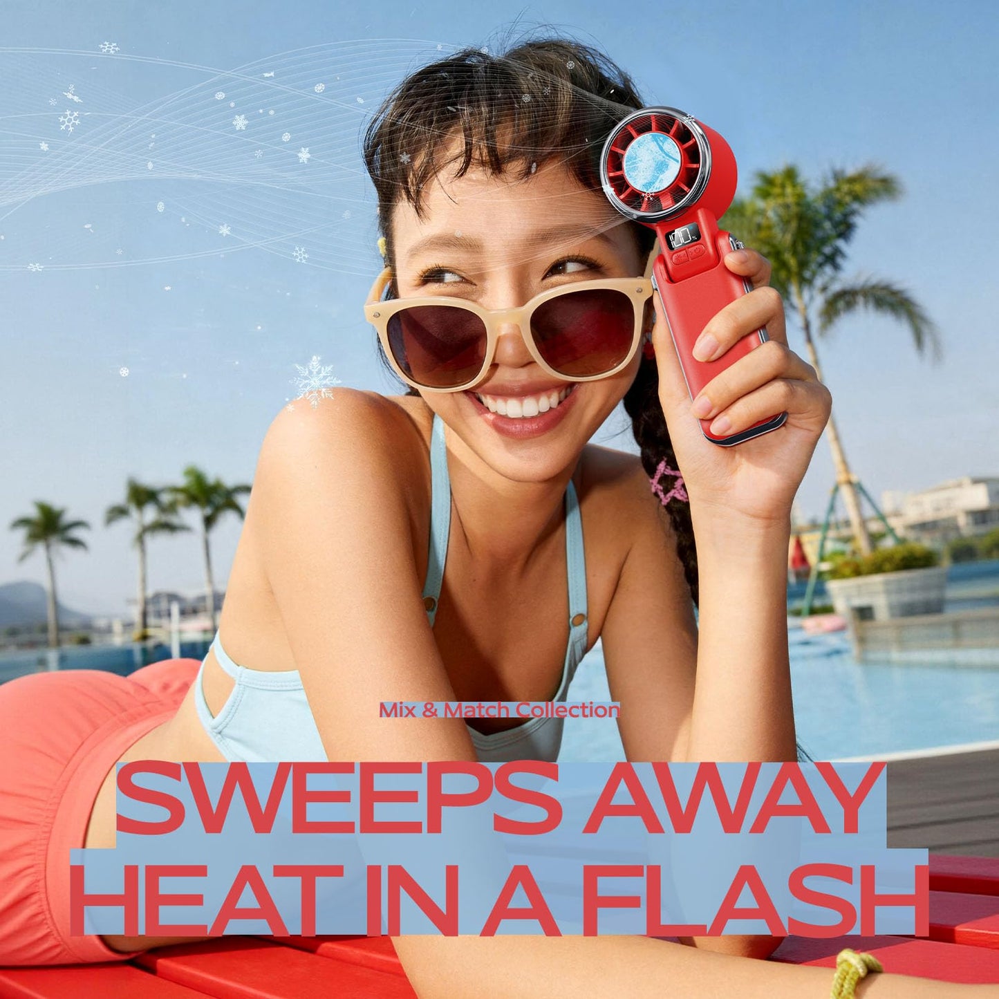 SHEWIND Portable Handheld Fan with Ice Cooling - 5 Gear High Speed Personal Turbo Fan Rechargeable, Up to 13 Hrs, Mini Hand Fans for Travel Essentials, Beach Vacation, Gifts for Women, Men (Black)