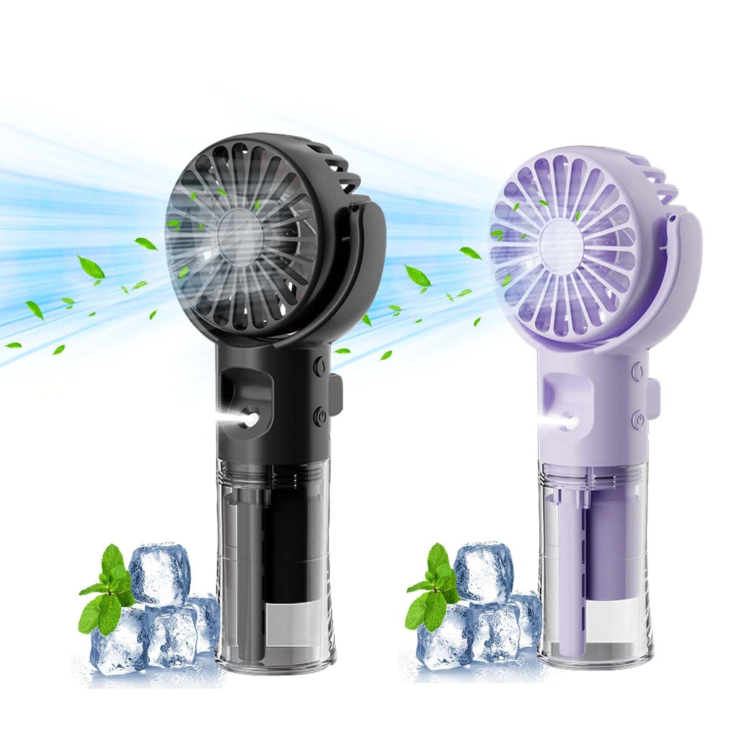 Handventilator mit Wasserkühlung, Tragbarer Handventilator USB Wiederaufladbarer, 4 Geschwindigkeiten, Mini Ventilator mit Wasserkühlung Hand, Ventilator Akku Hand Fan für Reisen Büro (Lila)