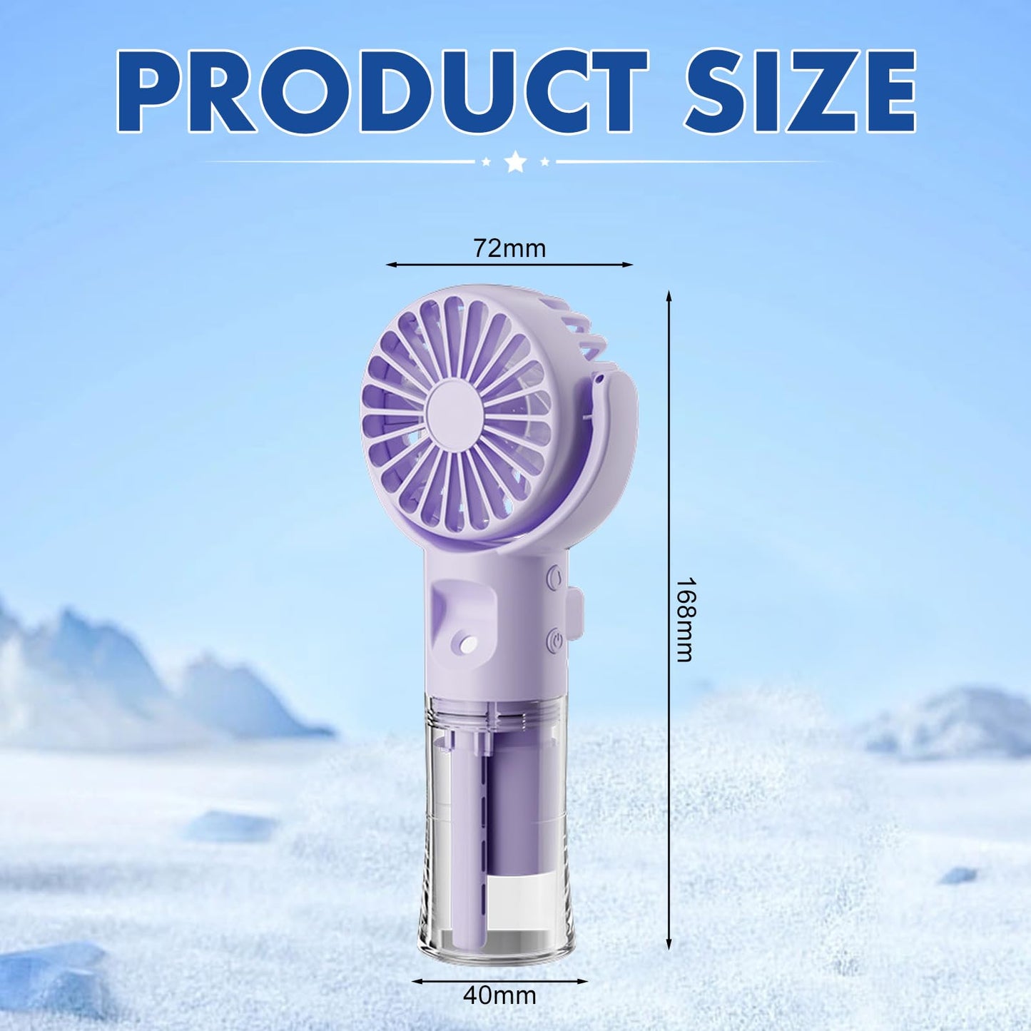 Handventilator mit Wasserkühlung, Tragbarer Handventilator USB Wiederaufladbarer, 4 Geschwindigkeiten, Mini Ventilator mit Wasserkühlung Hand, Ventilator Akku Hand Fan für Reisen Büro (Lila)