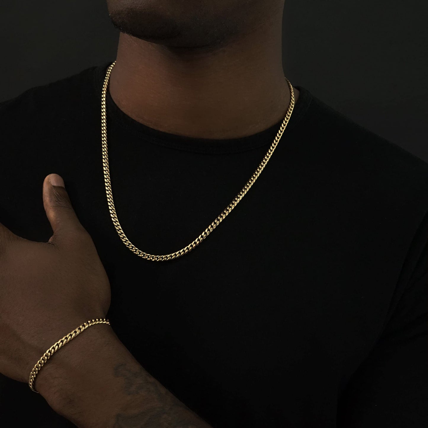 TRIPOD JEWELRY 4 mm 6 mm Miami Cuban Link Kette 14 K Echt vergoldet 316L Edelstahl massive Halskette oder Armband für Damen und Herren (Doppel-Sicherheitsverschluss, Weihnachts- oder Geburtstagsgeschenk.) (6 mm, 8,0 Zoll)