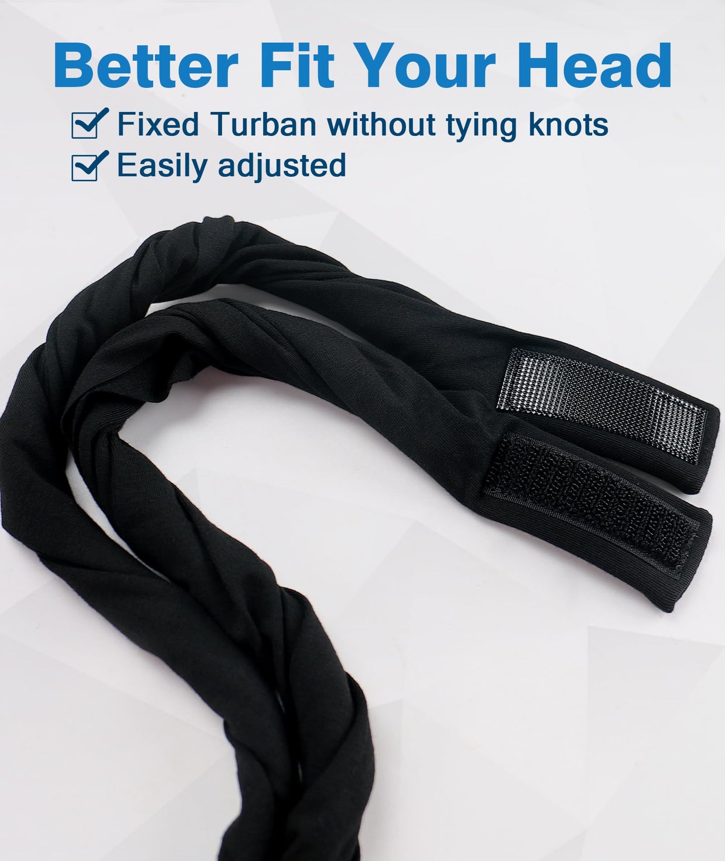 Ababalaya Verstellbarer, mit Satin gefütterter Halo-Turban-Durag für Männer und Frauen, Schlafhaube, Beanie-Mützen, vorgebundene Kopftücher gegen Haarausfall, Schwarz