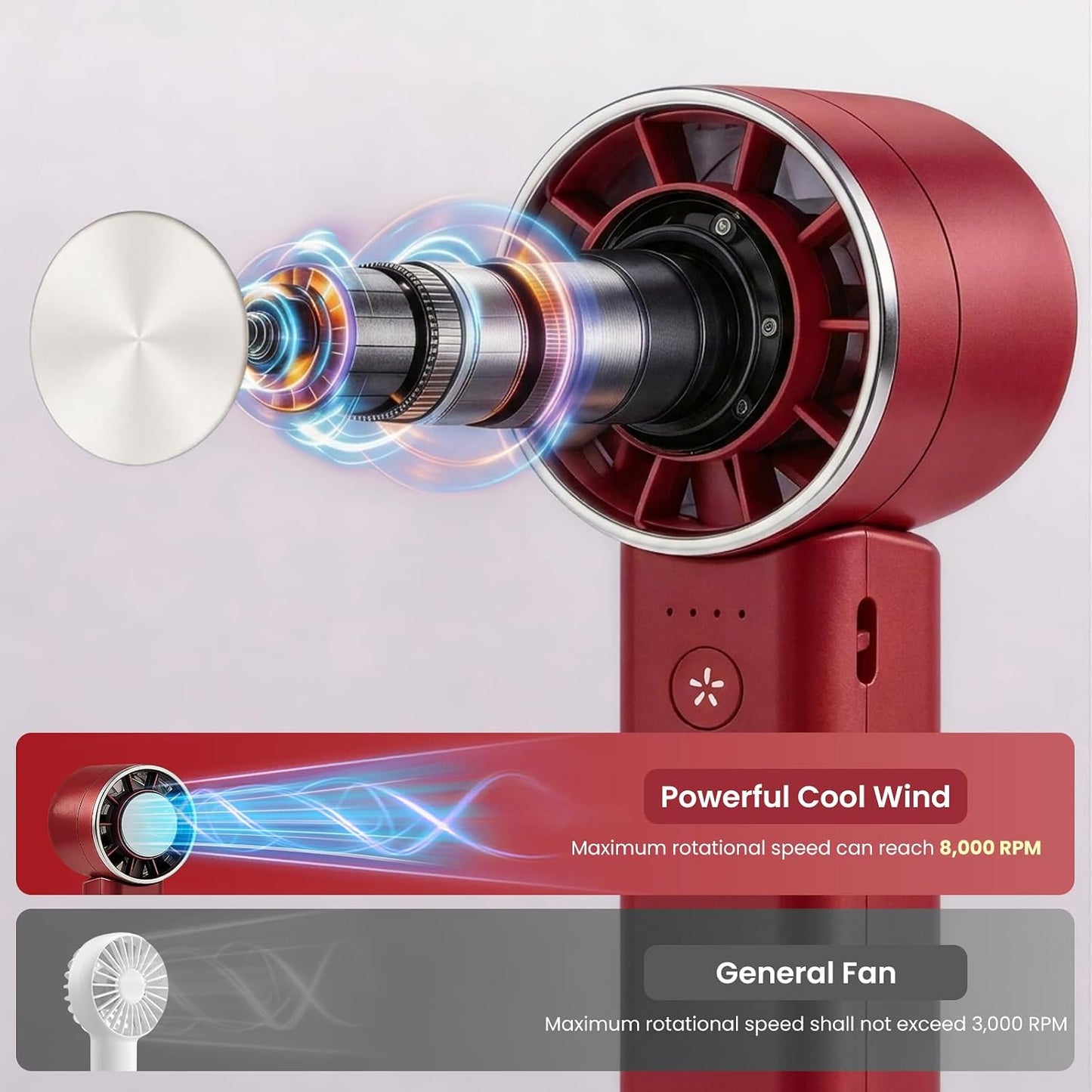 Handventilator, 4 Geschwindigkeiten, verstellbar, 4800 mAh, faltbar, leicht, am Hals getragenes Design, Strandurlaub, tragbarer Ventilator für Reisen, Kühlung für Camping, Outdoor und Indoor