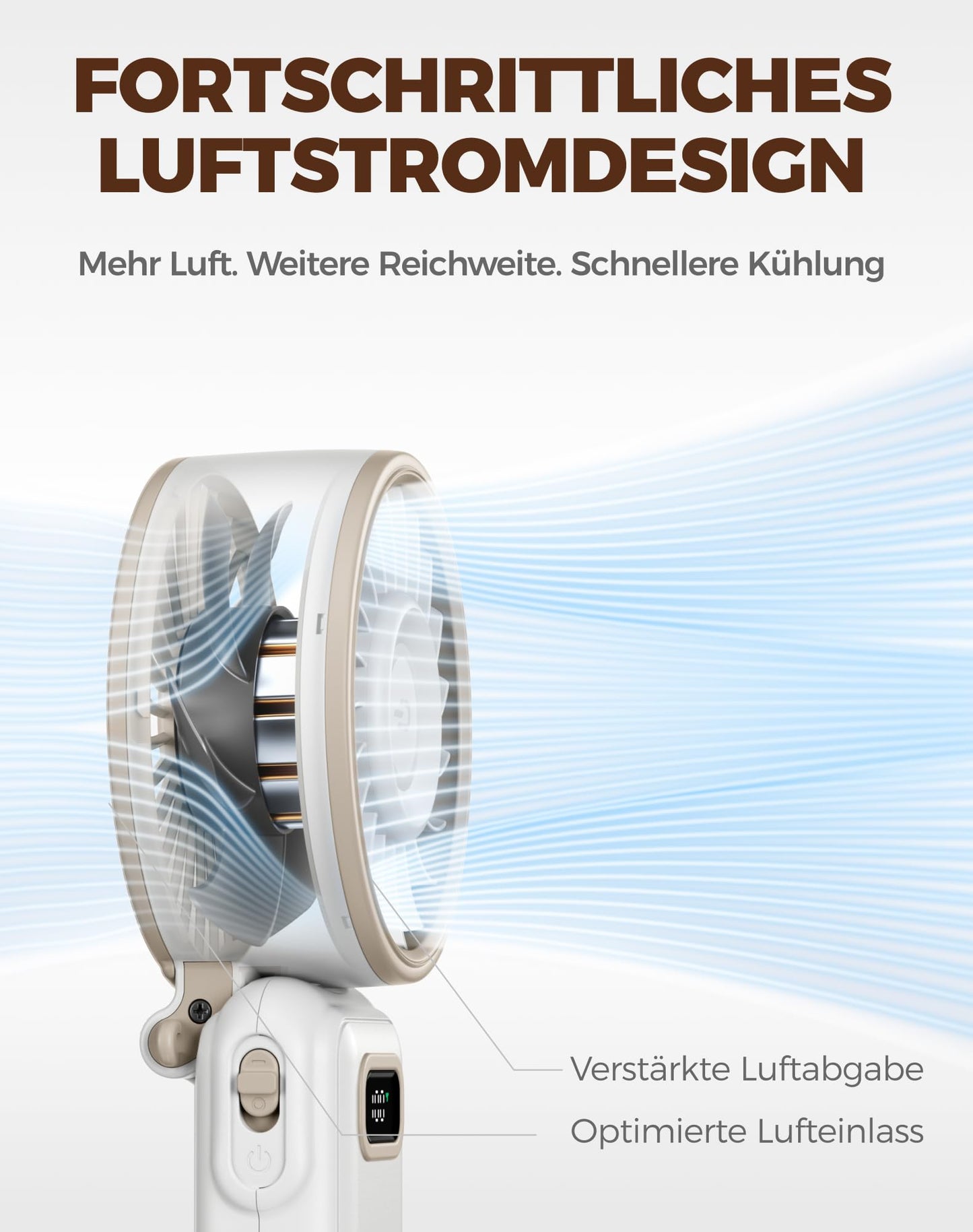 Diveblues - Handventilator Akku Aufladbar - 100 Stunfen Mini Ventilator Leistungsstarker Luftstrom mit Turbo-Technologie, 4 in 1 Tragbarer Ventilator 180° Faltbarer Bis zu 12 Stunden Kühlung