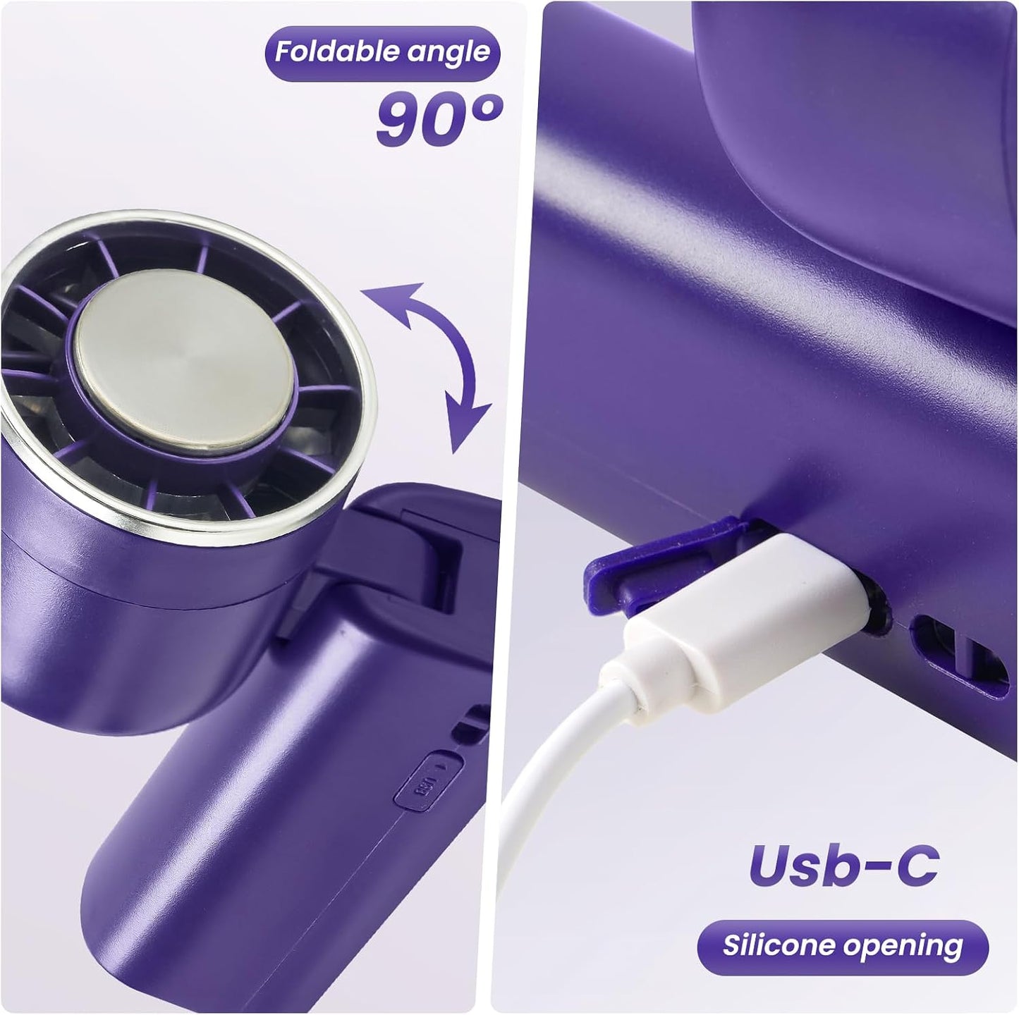 Handventilator, 4 Geschwindigkeiten, verstellbar, 4800 mAh, faltbar, leicht, am Hals getragenes Design, Strandurlaub, tragbarer Ventilator für Reisen, Kühlung für Camping, Outdoor und Indoor