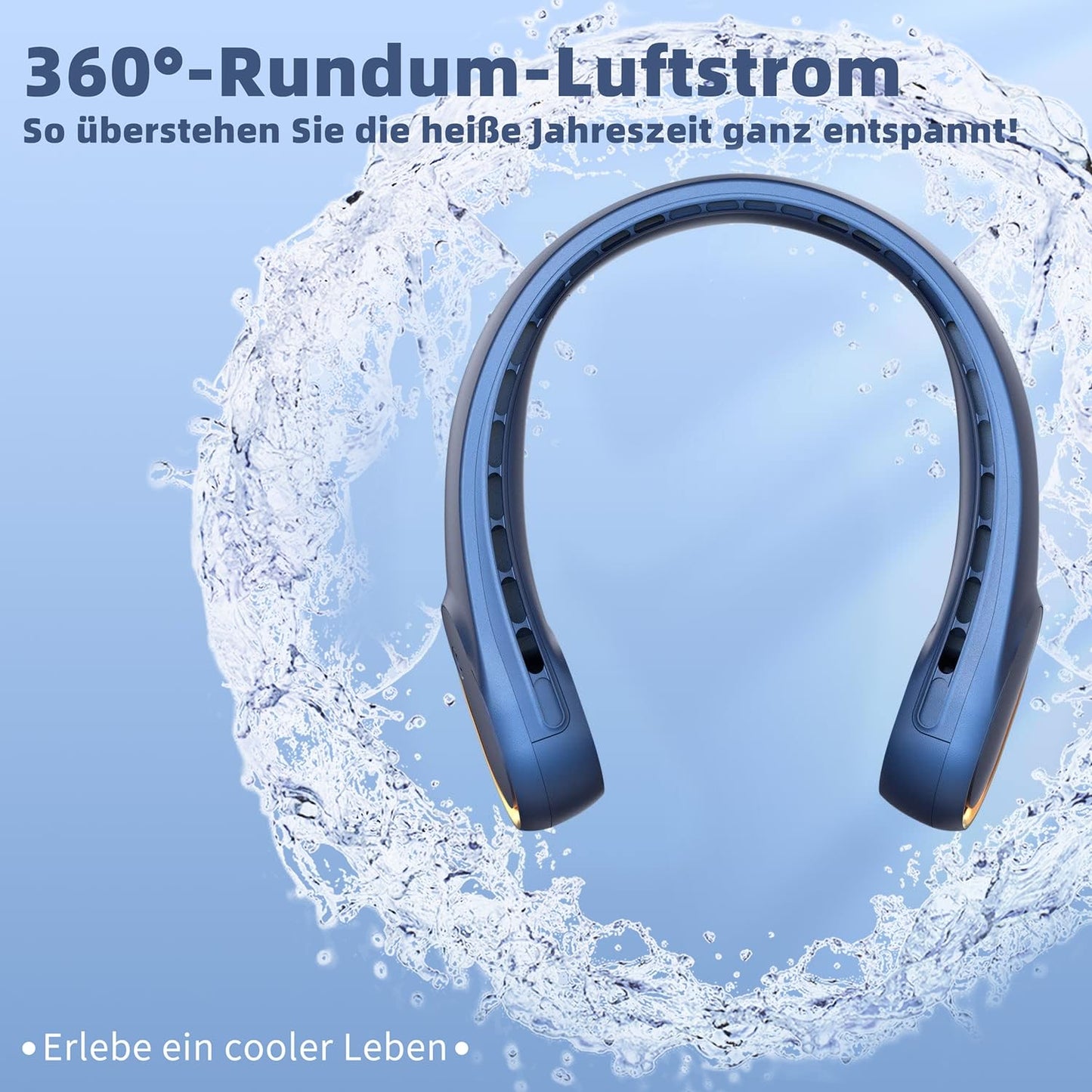 FrSara Nackenventilator, Tragbarer leiser Halsventilator mit 4000mAh Akku, 360° Luftstrom, Neck Fan 3 Stufen, Anti-Haarverwicklung, für Büro, Pendeln, Reisen, Camping und Outdoor im Sommer, Geschenk