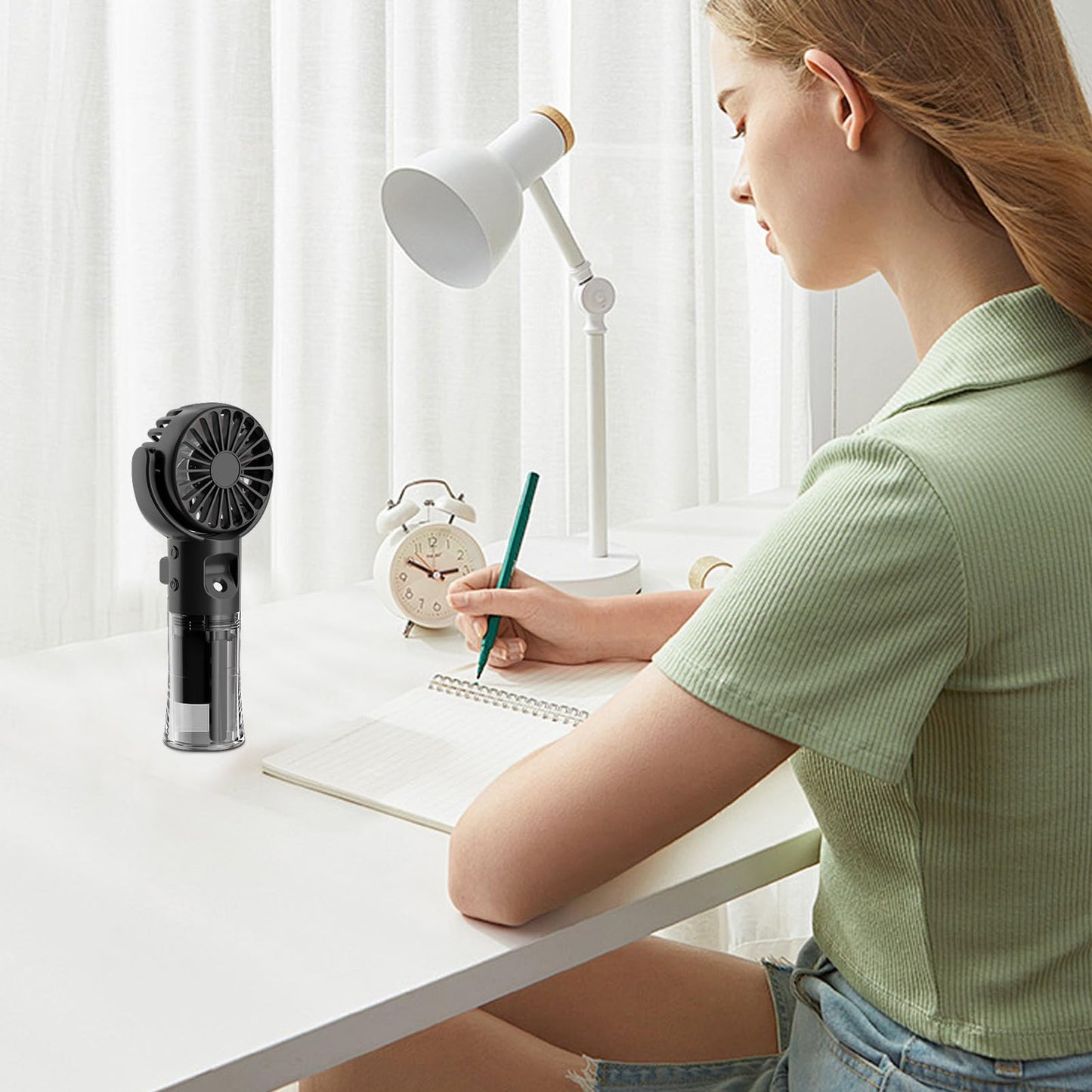 Handventilator mit Wasserkühlung, Tragbarer Handventilator USB Wiederaufladbarer, 4 Geschwindigkeiten, Mini Ventilator mit Wasserkühlung Hand, Ventilator Akku Hand Fan für Reisen Büro (Lila)