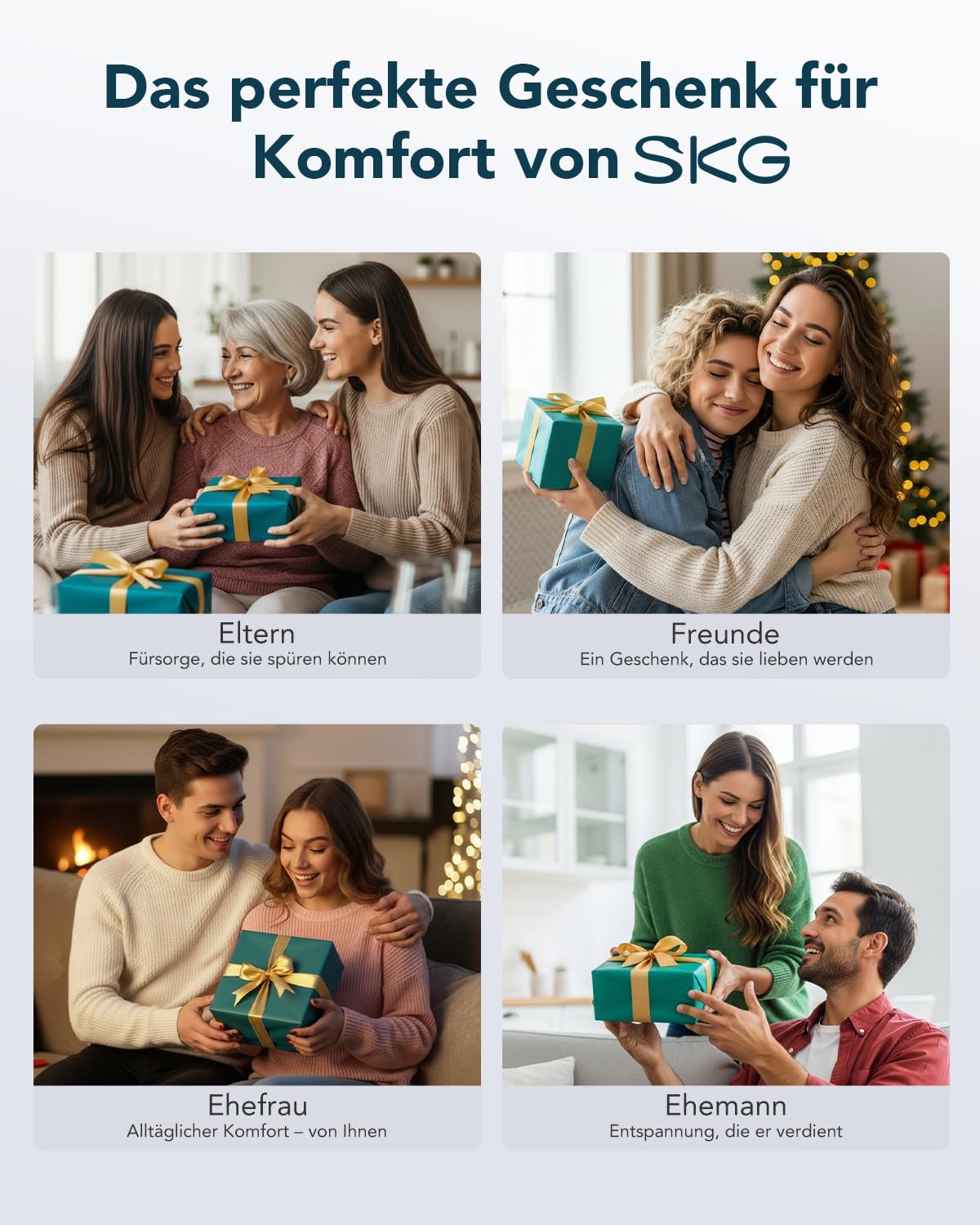 SKG Nackenmassagegerät, Faltbarer Elektrischer Nackenmasseur mit Wärme & Vibration, Titan 316L Massageköpfe, 11 Programme, Kabellos & Tragbar, Geschenk für Papa, Männer und Frauen, G7 Pro Fold（Gold)