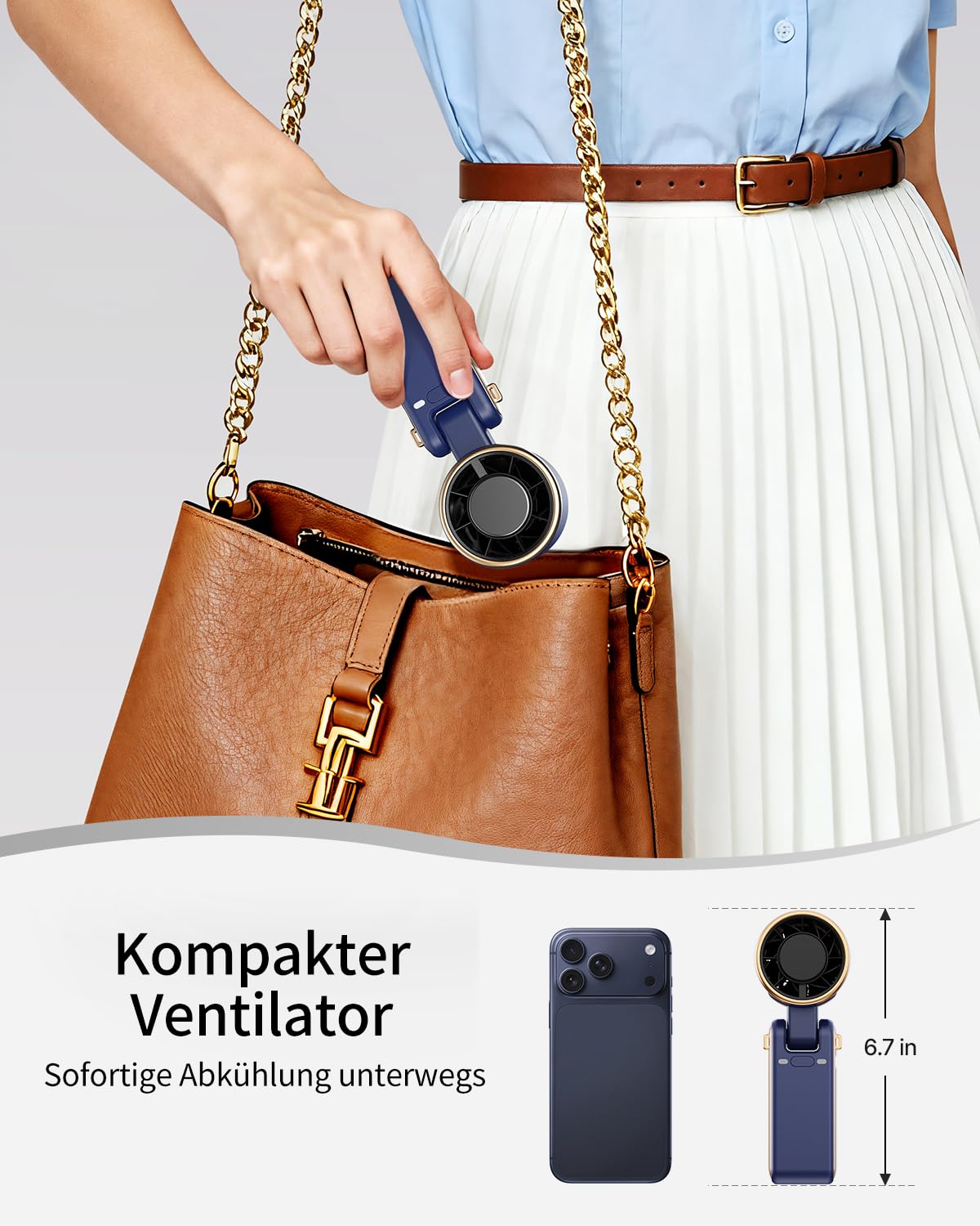 SWEETFULL Tragbarer Mini Handventilator Akku Aufladbar, 9m/s Hohe Geschwindigkeit,Mit 5 Geschwindigkeitsstufen, 3 in 1 Hand Hals und Tischventilator, bis zu 12 Stunden, für Reisen,Büro (Schwarz)