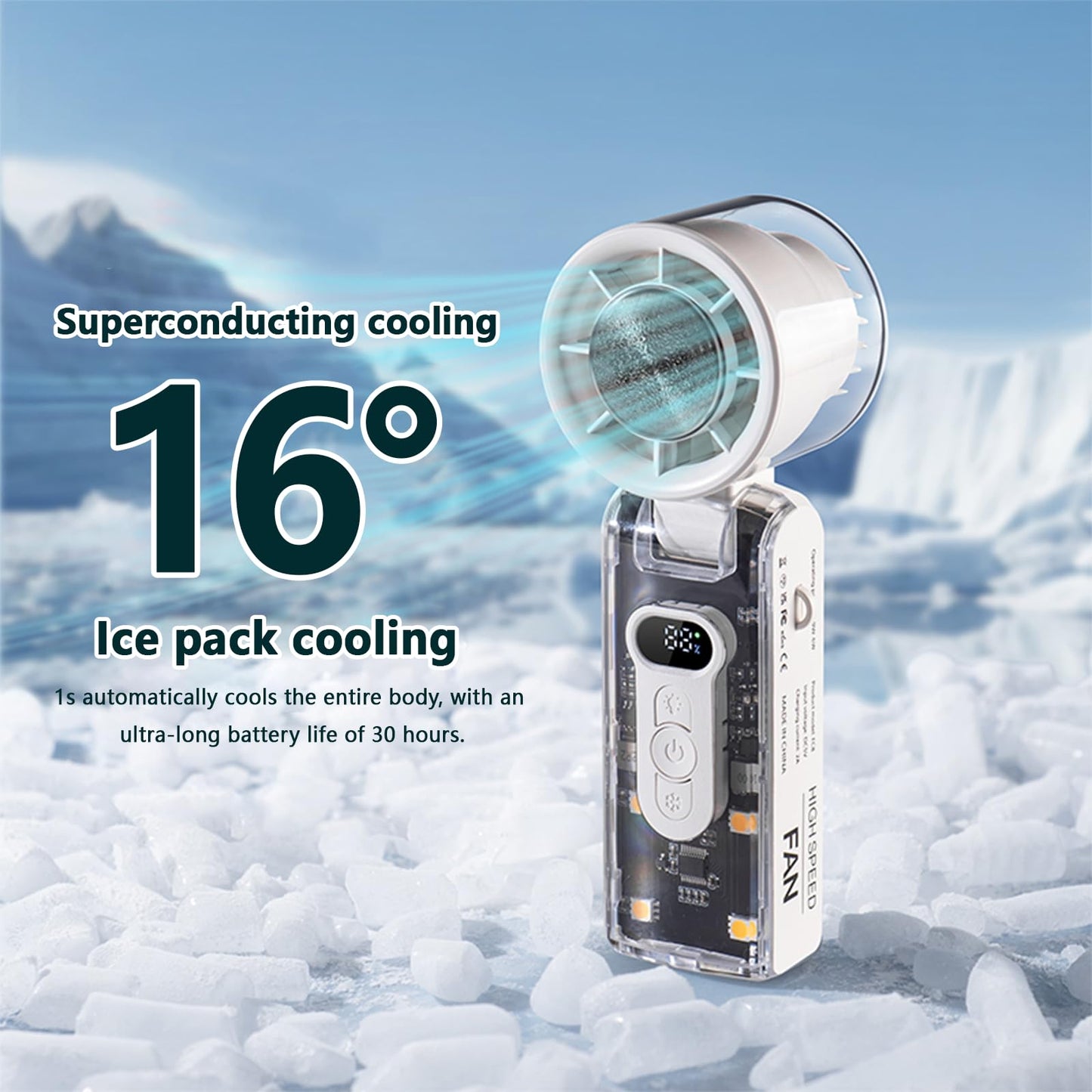 Eznaobo Tragbarer Kühlventilator, Geschwindigkeit (1100), Verstellbare Mini-Turbo- Üfter, Ventilator Mit , 180 Verstellbarer, Wiederaufladbarer Für Reisen, Camping, 3600 Mah, L