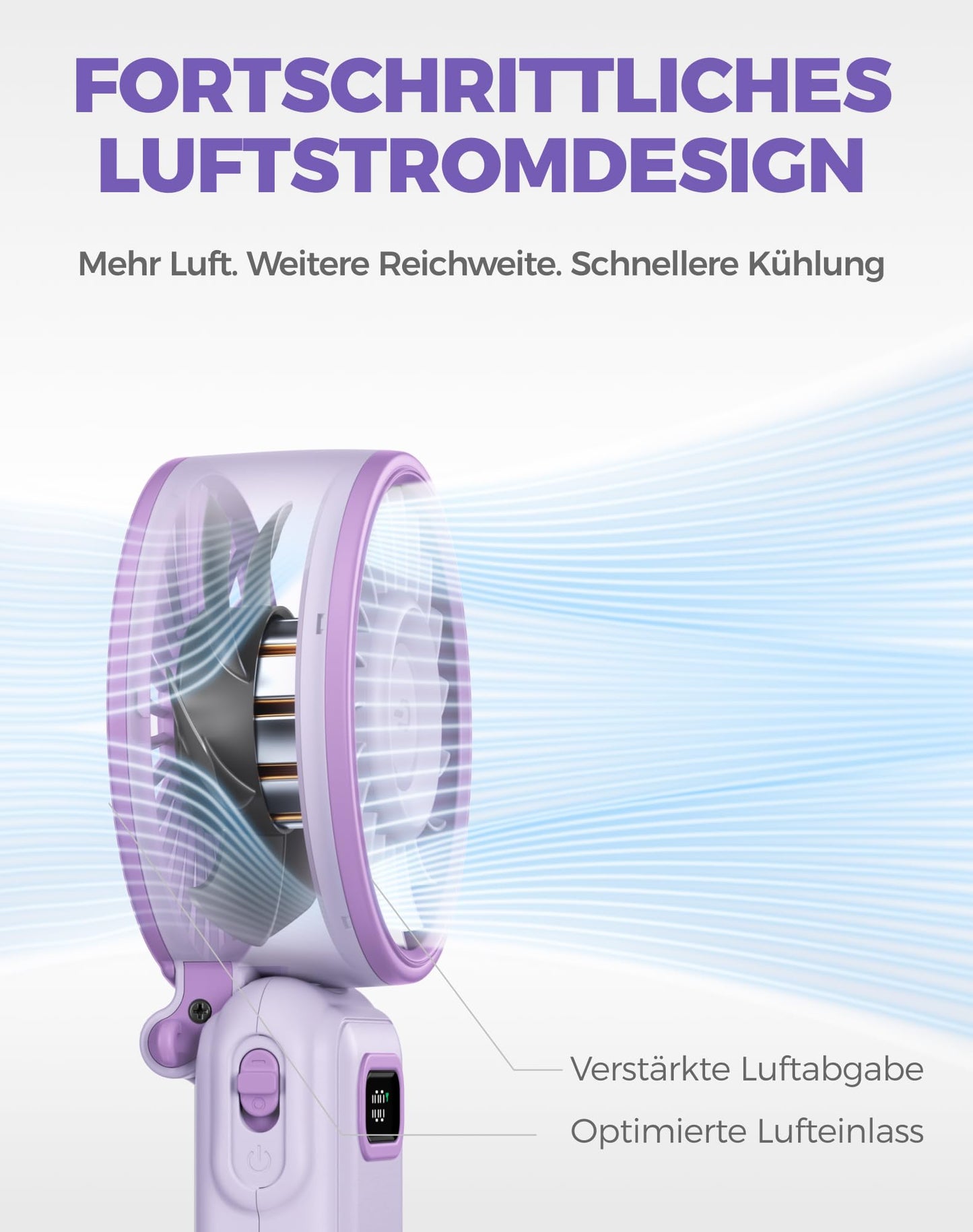 Diveblues - Handventilator Akku Aufladbar - 100 Stunfen Mini Ventilator Leistungsstarker Luftstrom mit Turbo-Technologie, 4 in 1 Tragbarer Ventilator 180° Faltbarer Bis zu 12 Stunden Kühlung