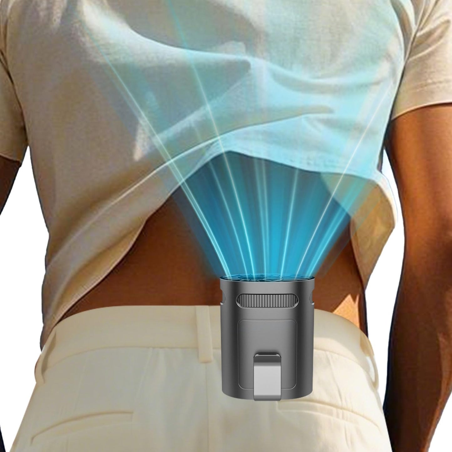 Waist Fan Clip on-Mini Lightweight Portable Fans Rechargeable Under Shirt Belt Pants Body Fans that Blow Cold Air,Waistband Cooling Fan,Powerful Small Personal Hanging Neck Cooler AC Travel Black
