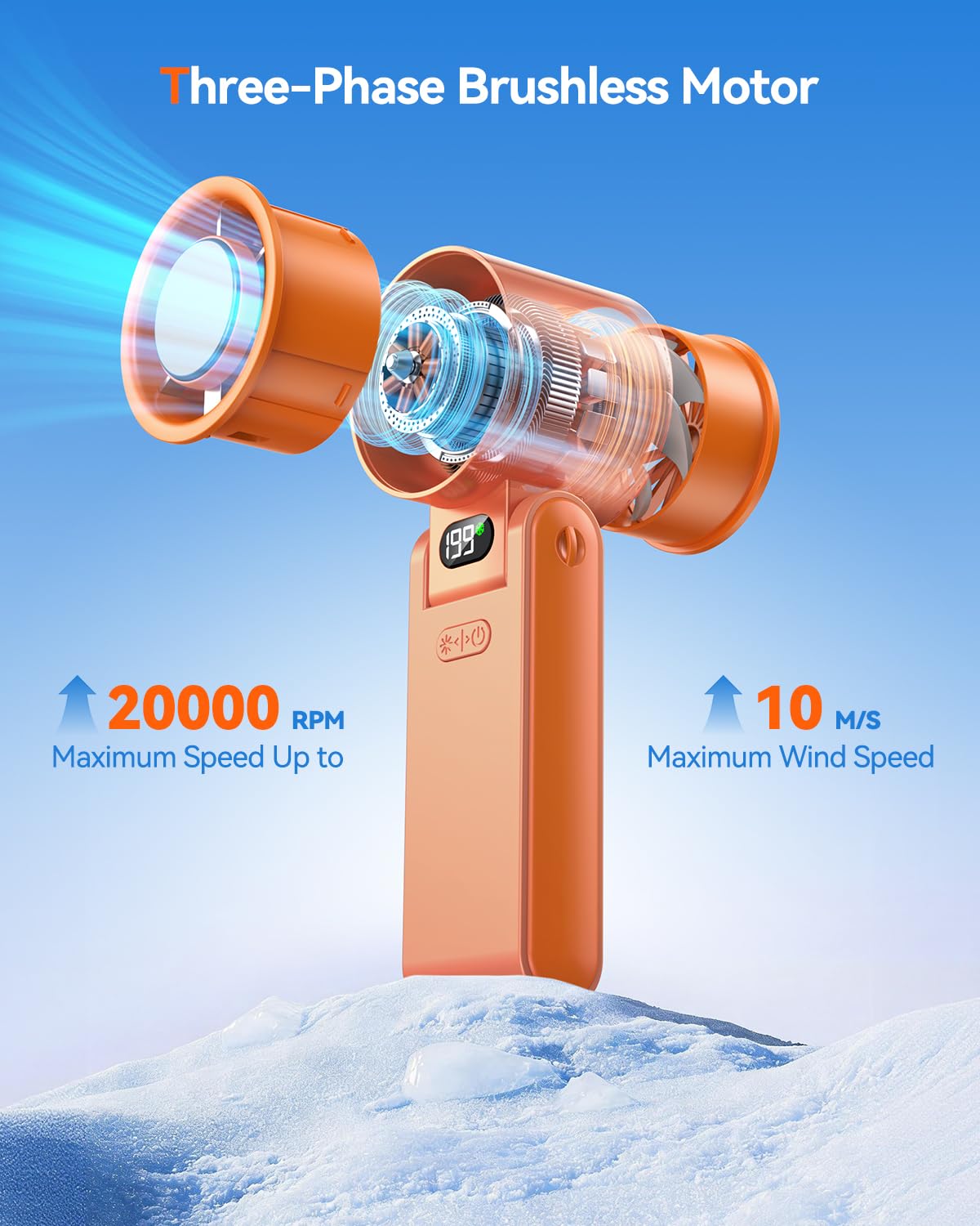 Portable Handheld Fan with Ice Cooler, 199 Speed Personal Fan,5500mAh Rechargeable,20H Cooling Time,20000 RPM Powerful Motor, Summer Essential for Travel/Outdoor/Office, Grey Purple
