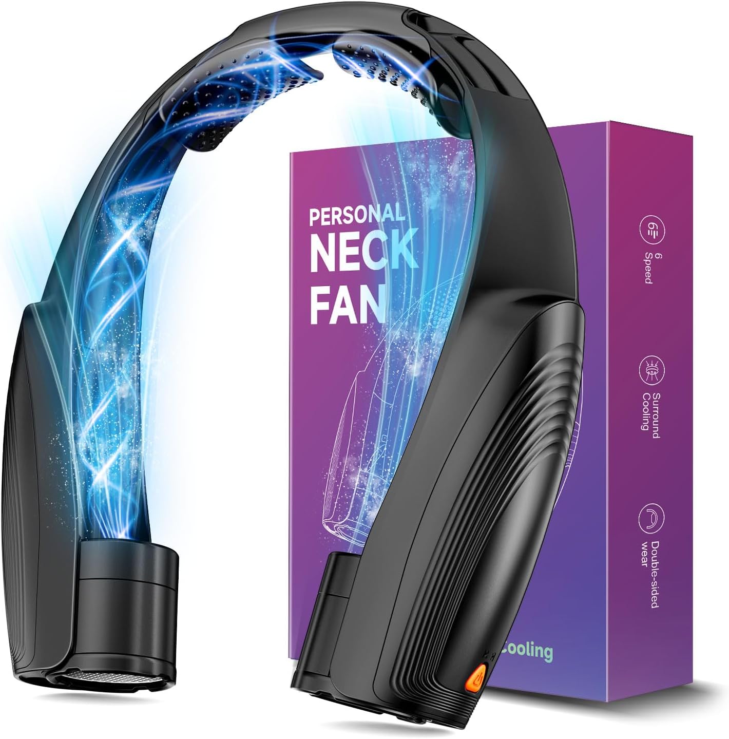 Nackenventilator, 8000 mAh Tragbarer Blattloser Halsventilator, 360° Luftstrom, 6 Stufen, USB Wiederaufladbar, Freihändiger Leichter Hals ventilator, Lange Akkulaufzeit für Büro/Gym/Reise, Outdoor