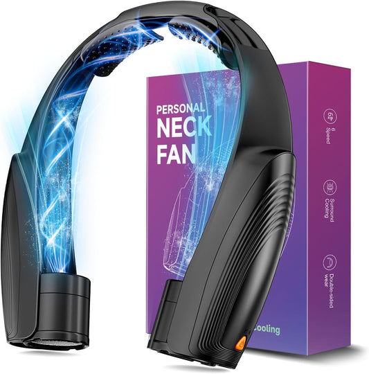 Nackenventilator, 8000 mAh Tragbarer Blattloser Halsventilator, 360° Luftstrom, 6 Stufen, USB Wiederaufladbar, Freihändiger Leichter Hals ventilator, Lange Akkulaufzeit für Büro/Gym/Reise, Outdoor
