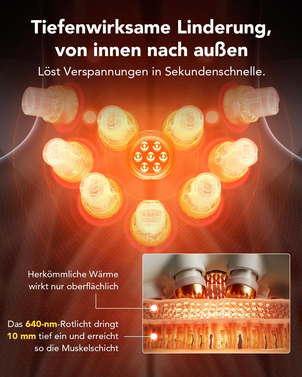 SKG Nackenmassagegerät, Faltbarer Elektrischer Nackenmasseur mit Wärme & Vibration, Titan 316L Massageköpfe, 11 Programme, Kabellos & Tragbar, Geschenk für Papa, Männer und Frauen, G7 Pro Fold（Gold)