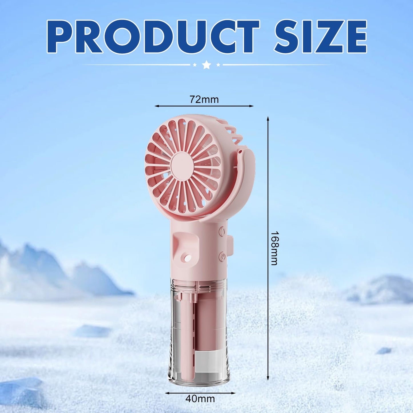 Handventilator mit Wasserkühlung, Tragbarer Handventilator USB Wiederaufladbarer, 4 Geschwindigkeiten, Mini Ventilator mit Wasserkühlung Hand, Ventilator Akku Hand Fan für Reisen Büro (Lila)