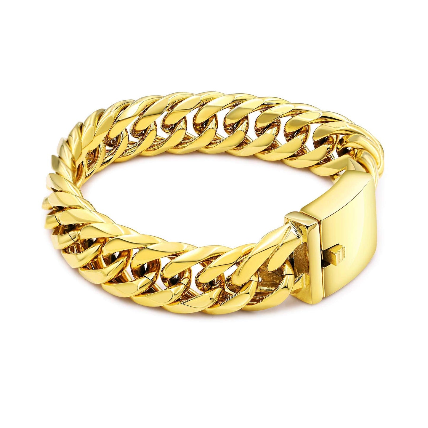 KnSam Herrren Armband, Punk Persönlichkeit Armband Herren Edelstahl Rostfreier Stahl Gold Armband Männer Herren Armband Silber Ketten Armbänder Gold 22Cm