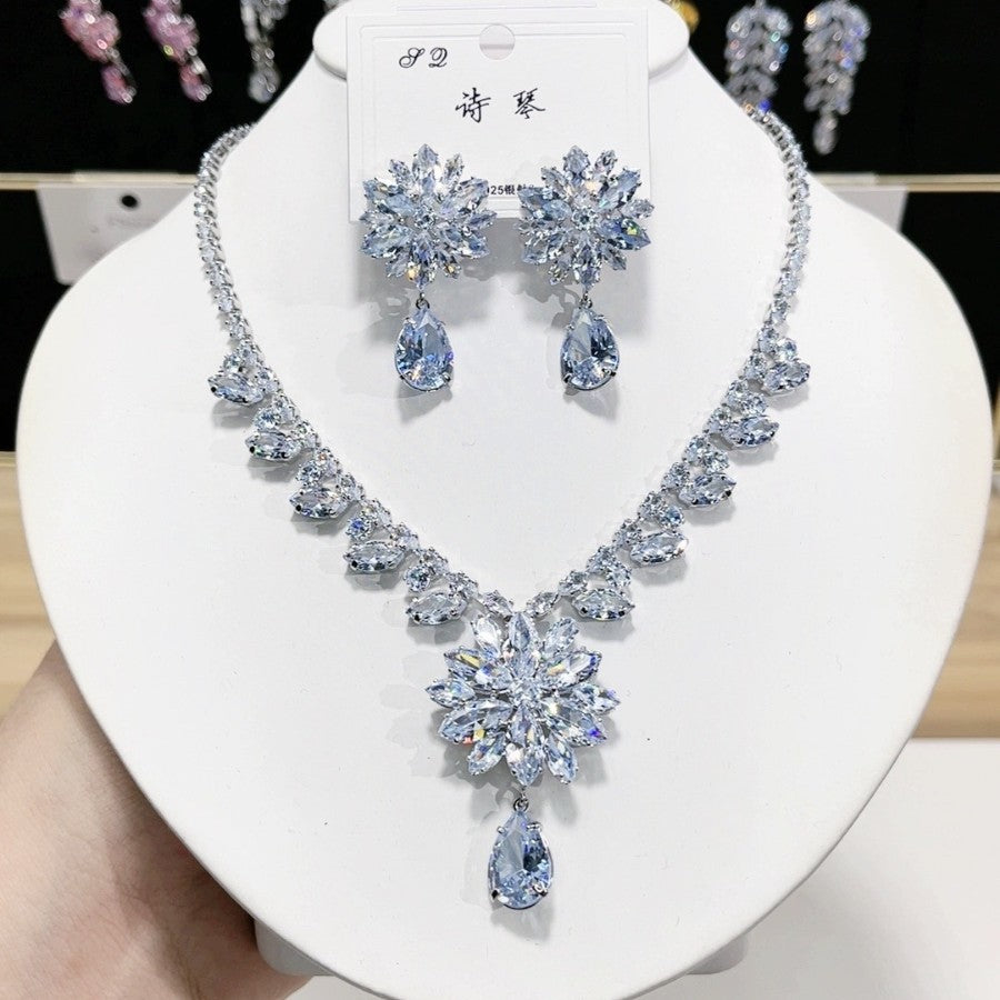 High-end Fashion Zircon Luxury Necklace And Earring Set