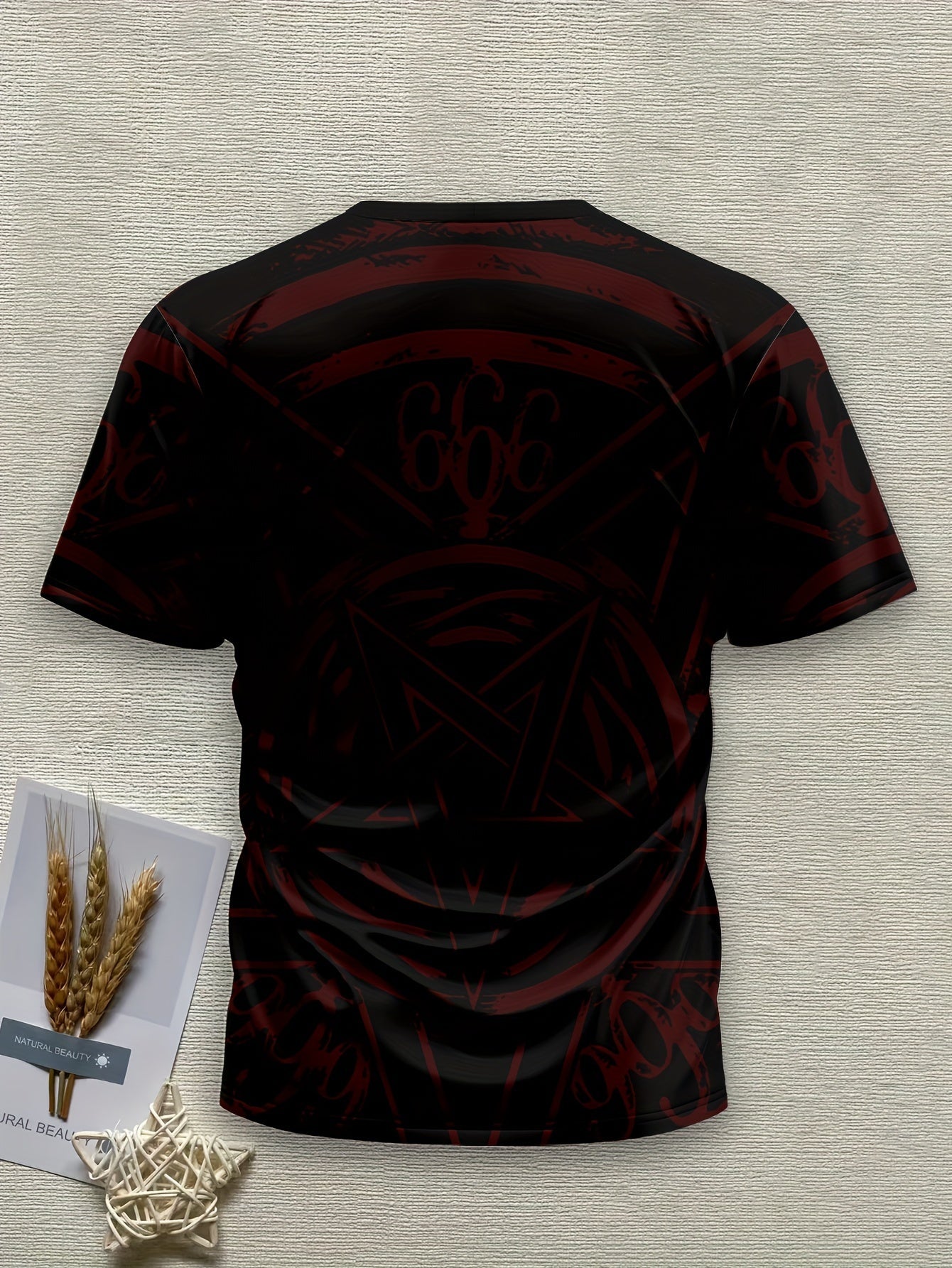 T-Shirt für Herren mit 3D-Druckmuster, lockere Passform, Polyestermaterial, Rundhalsdesign