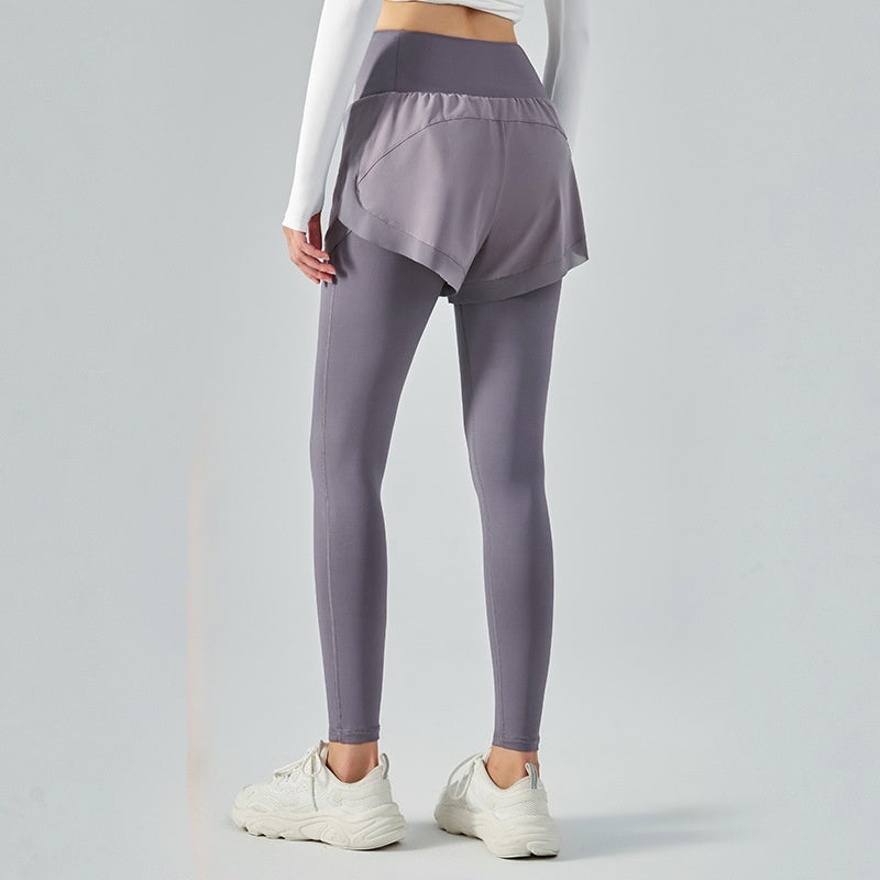 Elastische, hoch taillierte, zweiteilige Anti-Exposure-Leggings aus Mesh