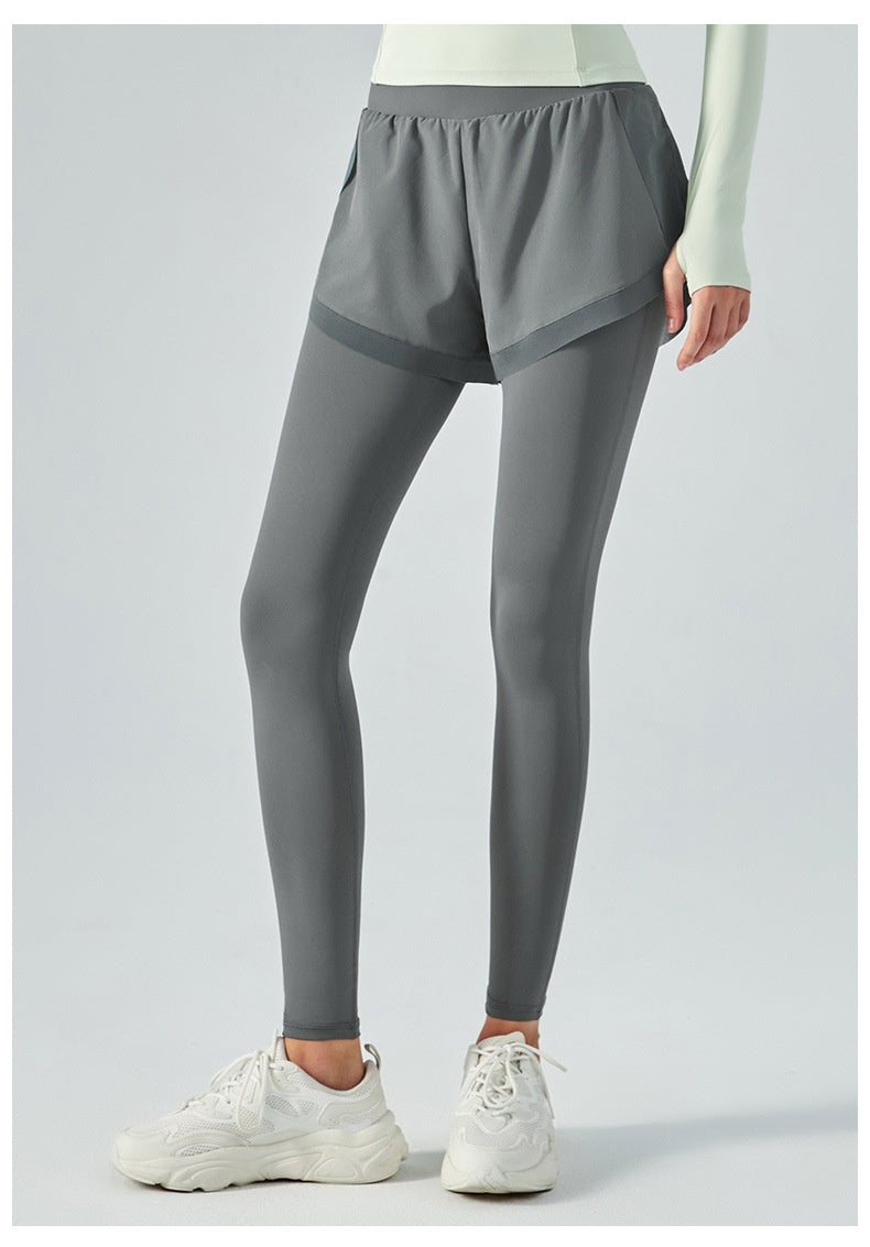 Elastische, hoch taillierte, zweiteilige Anti-Exposure-Leggings aus Mesh