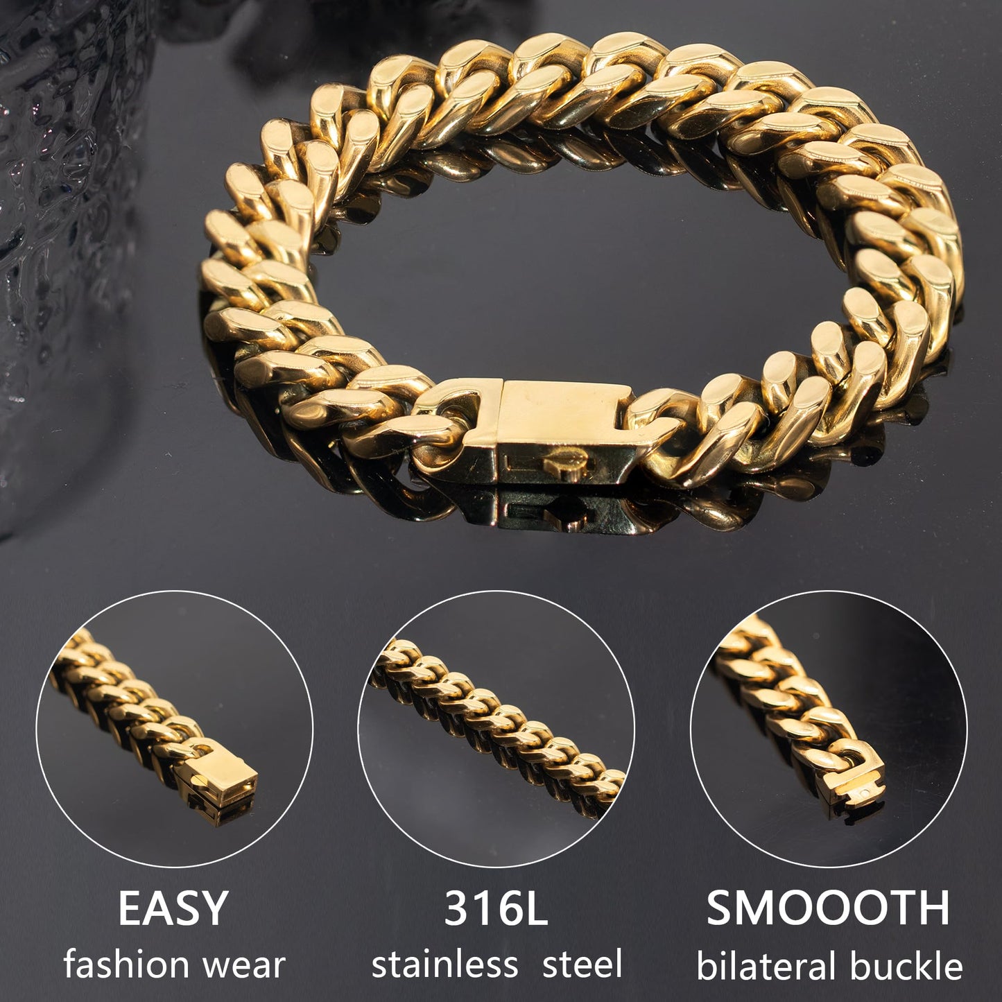 HAYOUWAY Armband Herren Silber mit Buchstaben, Herren Armband Damen Panzerkette Edelstahl Armbänder für Herren mit Gravur AZ Personalisierte Geschenke (Gold-M, Vergoldet)