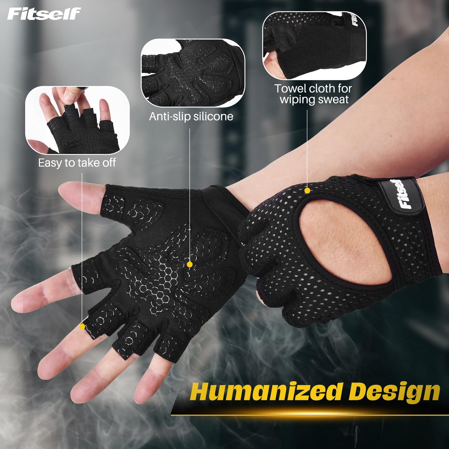 Fitself Fitness Handschuhe Damen Herren Atmungsaktive Gewichtheben Trainingshandschuhe für Sport Gym Krafttraining Bodybuilding Workout Radfahren